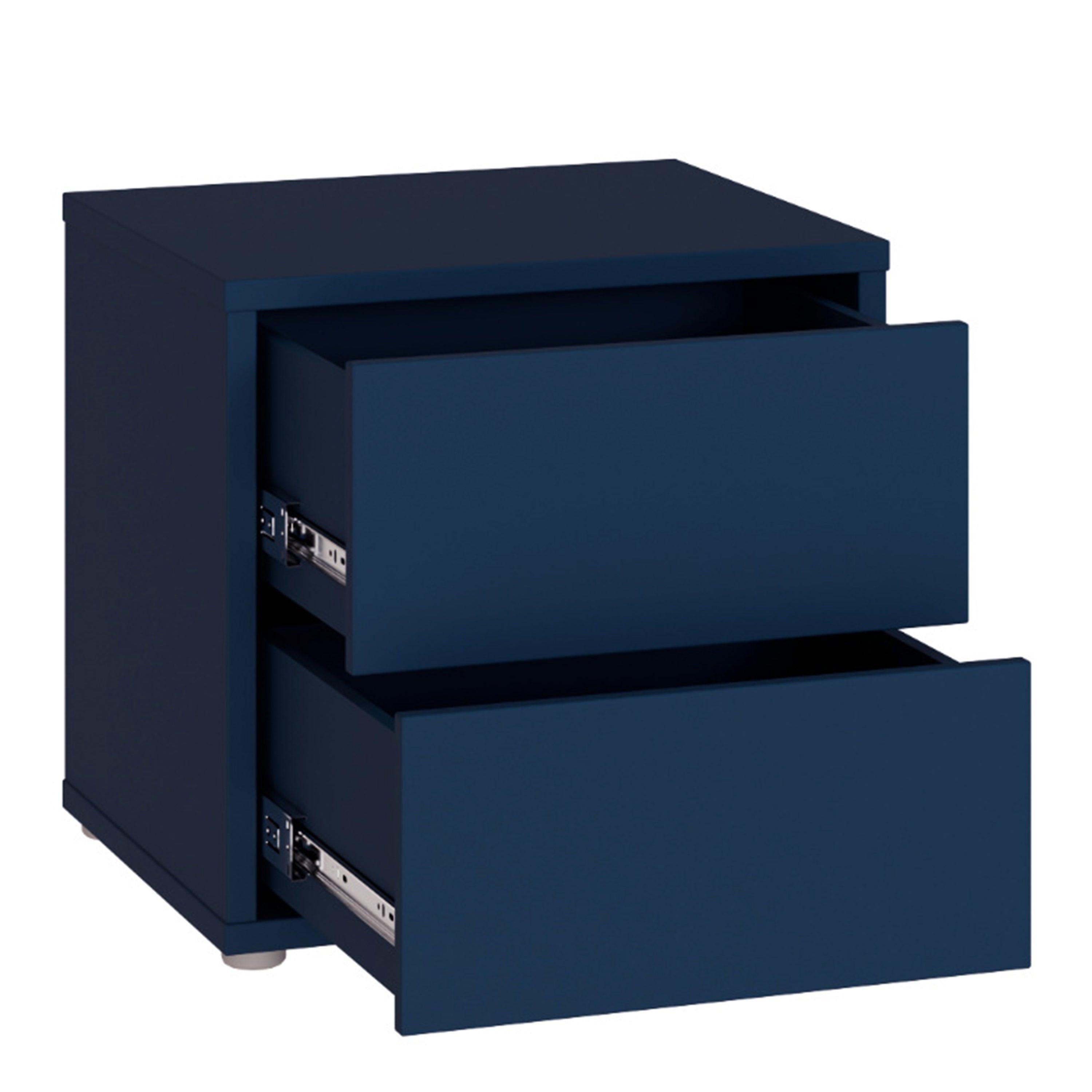 Alice Springs Low Bedside Cabinet with 2 Drawers Push-to-Open in Night Blue - image 4
