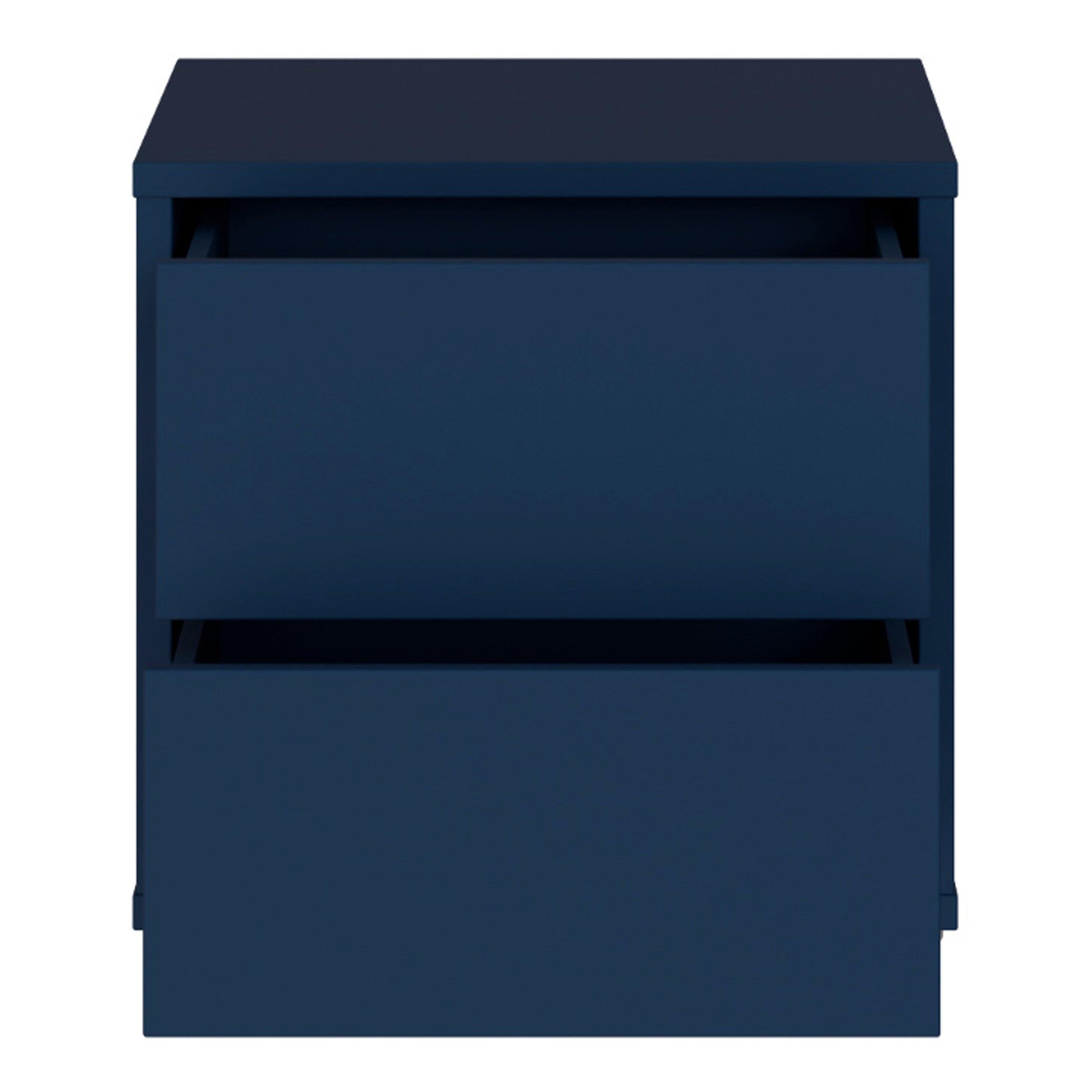 Alice Springs Low Bedside Cabinet with 2 Drawers Push-to-Open in Night Blue - image 5