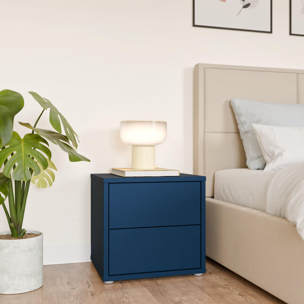 Alice Springs Low Bedside Cabinet with 2 Drawers Push-to-Open in Night Blue - image 6