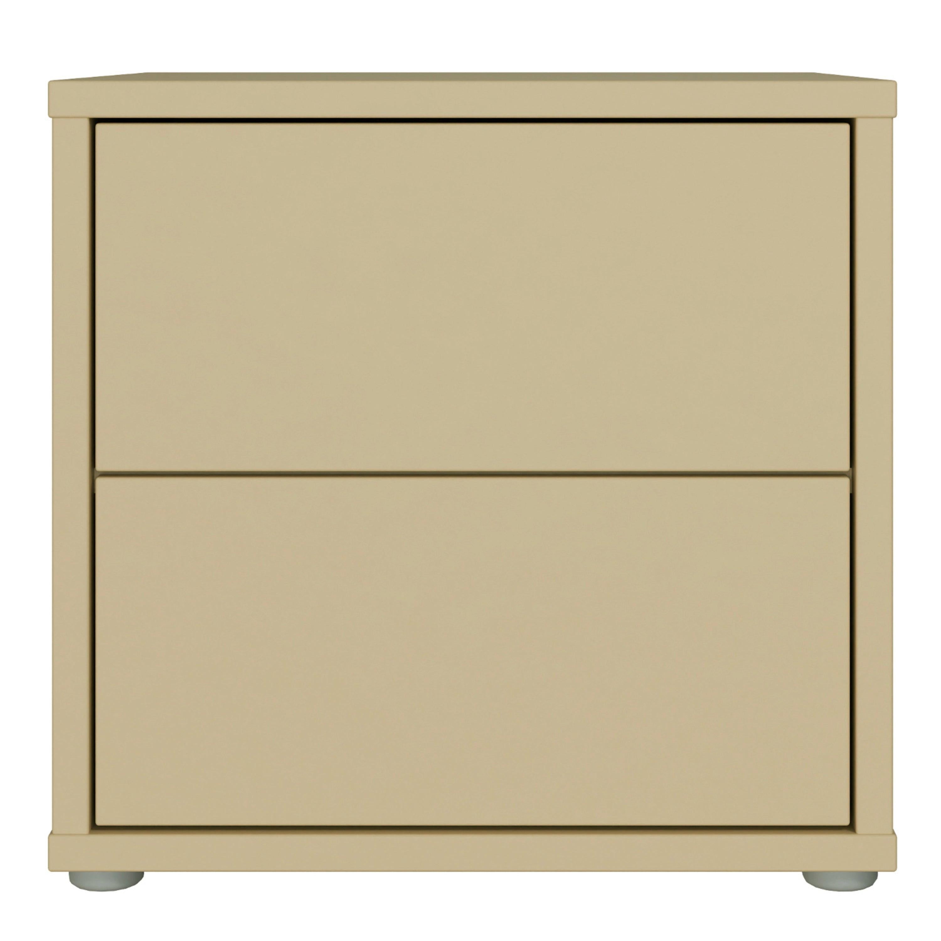 Alice Springs Low Bedside Cabinet with 2 Drawers Push-to-Open in Butter Yellow - image 2