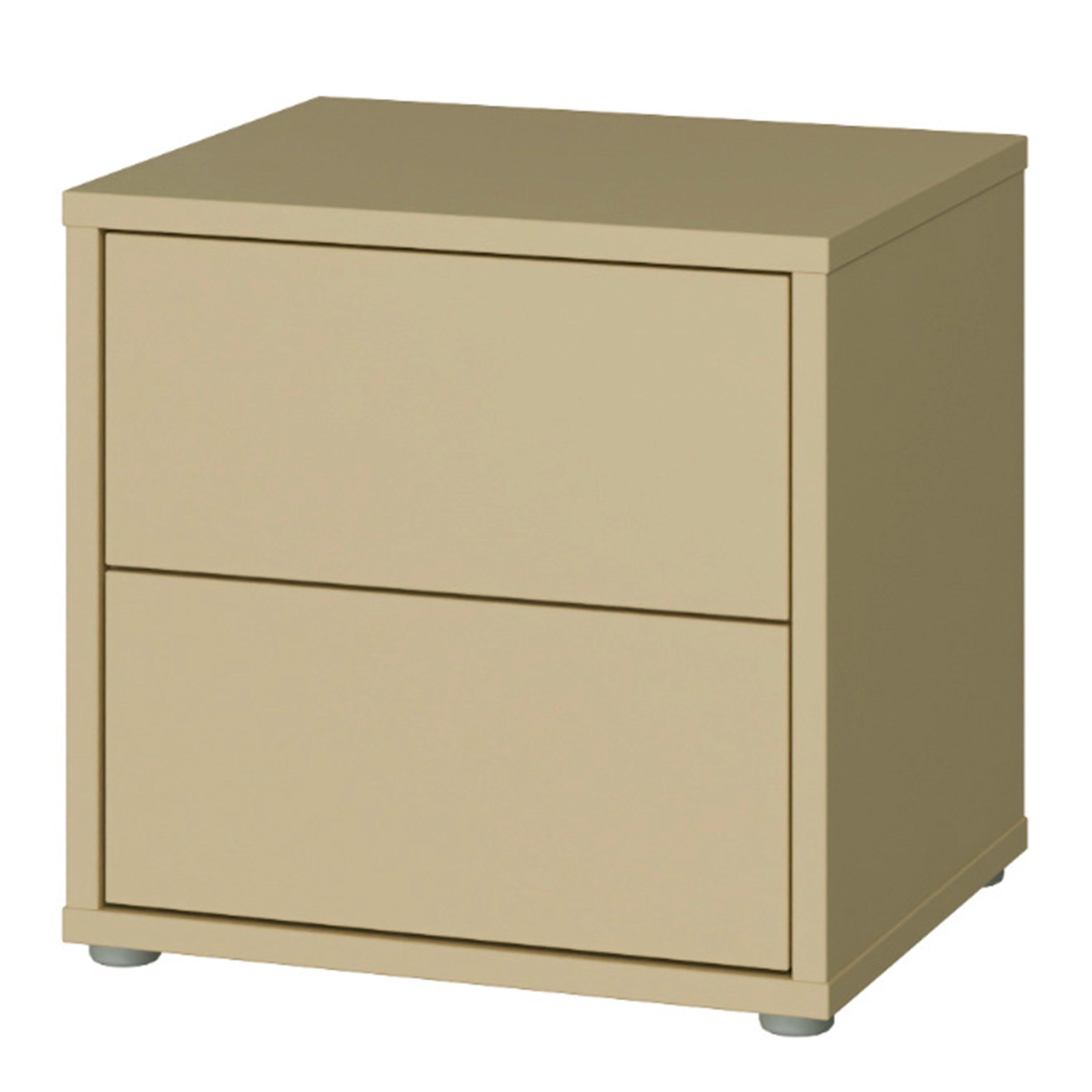 Alice Springs Low Bedside Cabinet with 2 Drawers Push-to-Open in Butter Yellow - image 3