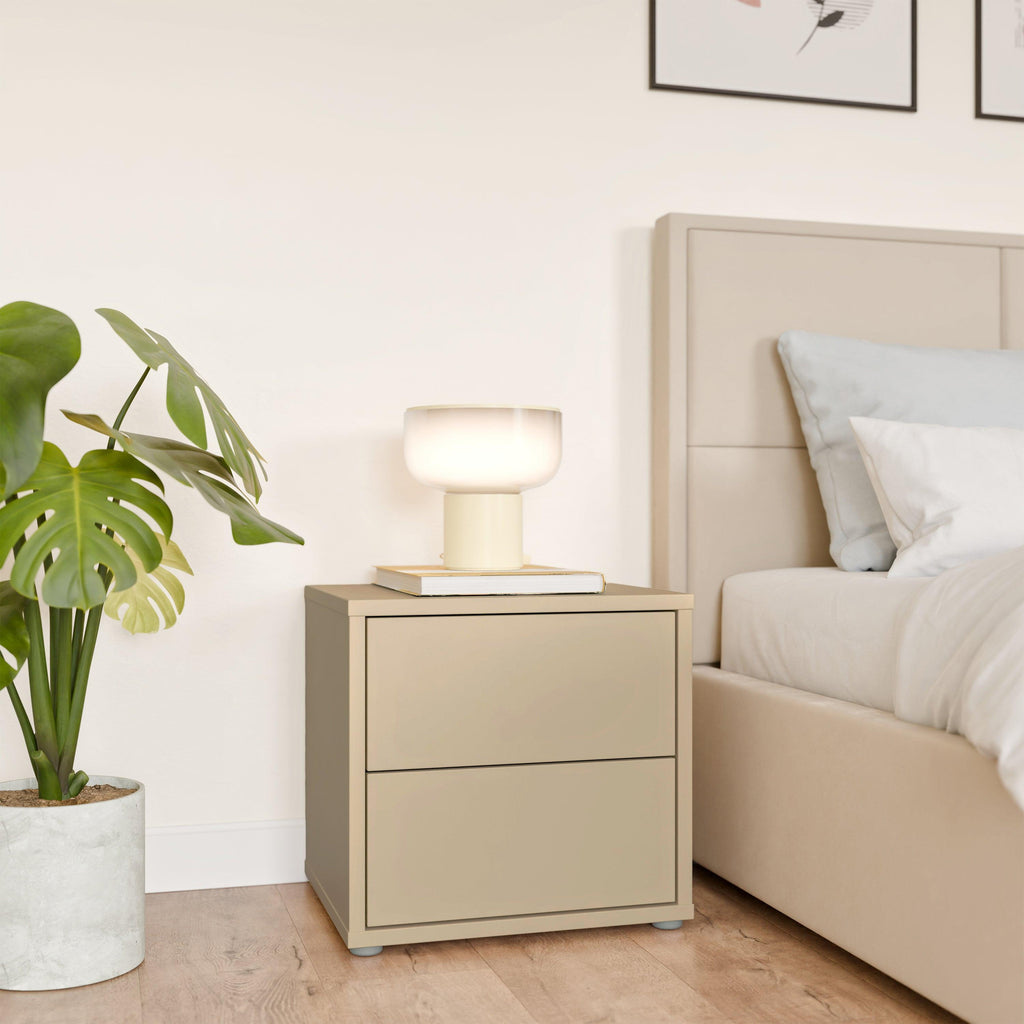 Alice Springs Low Bedside Cabinet with 2 Drawers Push-to-Open in Butter Yellow - image 6