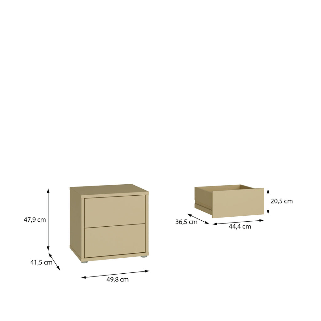 Alice Springs Low Bedside Cabinet with 2 Drawers Push-to-Open in Butter Yellow - image 7