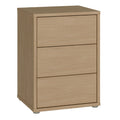 Alice Springs Bedside Cabinet with 3 Drawers Push-to-Open in Elegancia Oak