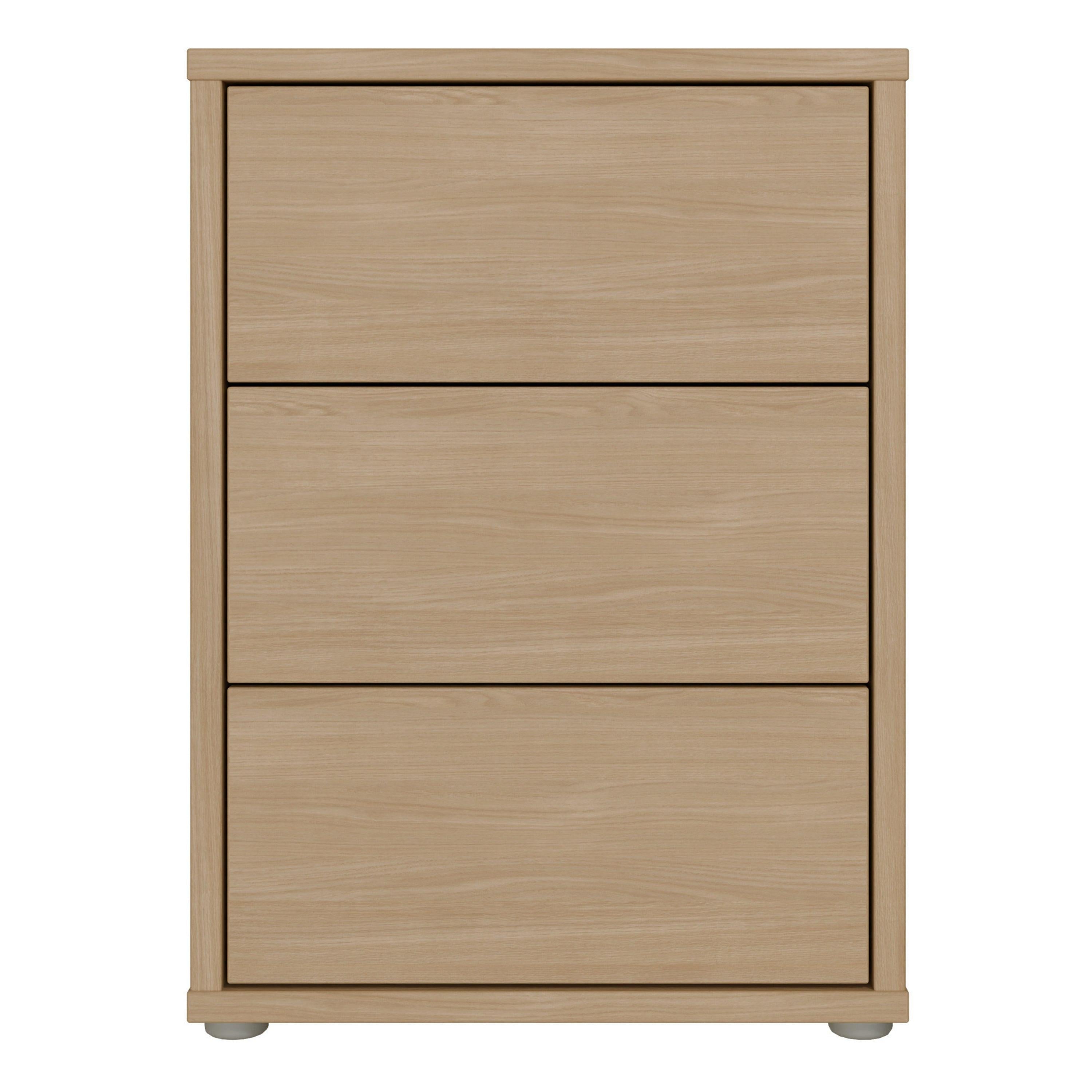 Alice Springs Bedside Cabinet with 3 Drawers Push-to-Open in Elegancia Oak - image 2