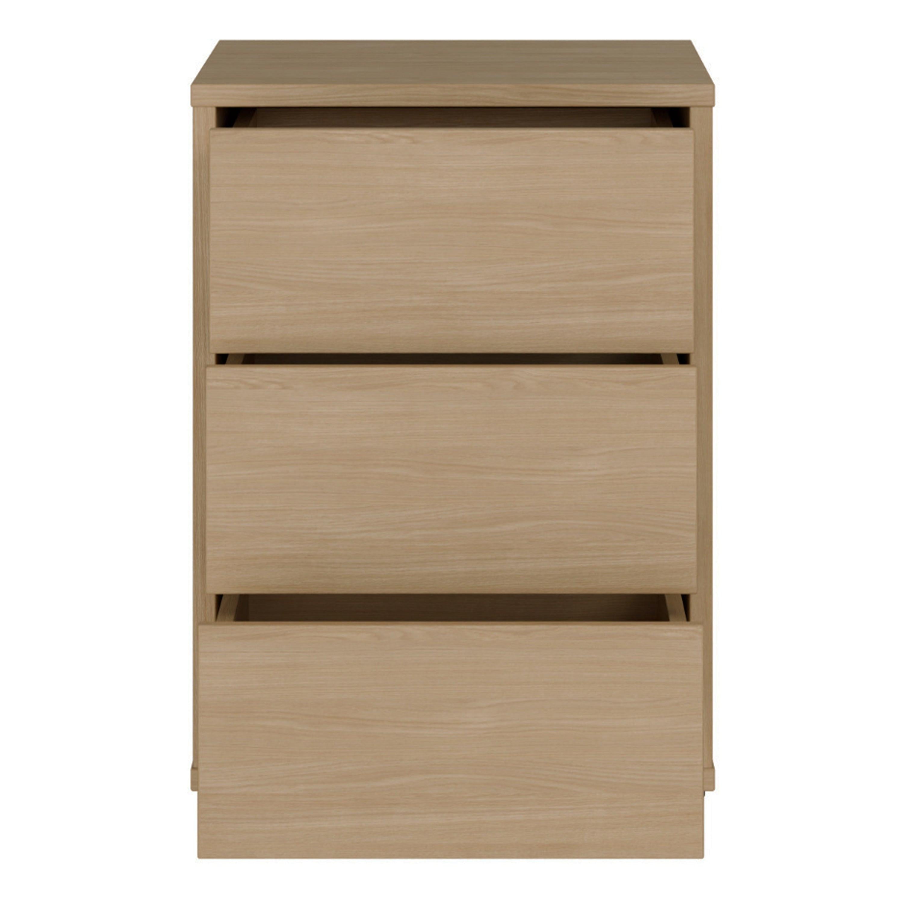 Alice Springs Bedside Cabinet with 3 Drawers Push-to-Open in Elegancia Oak - image 5