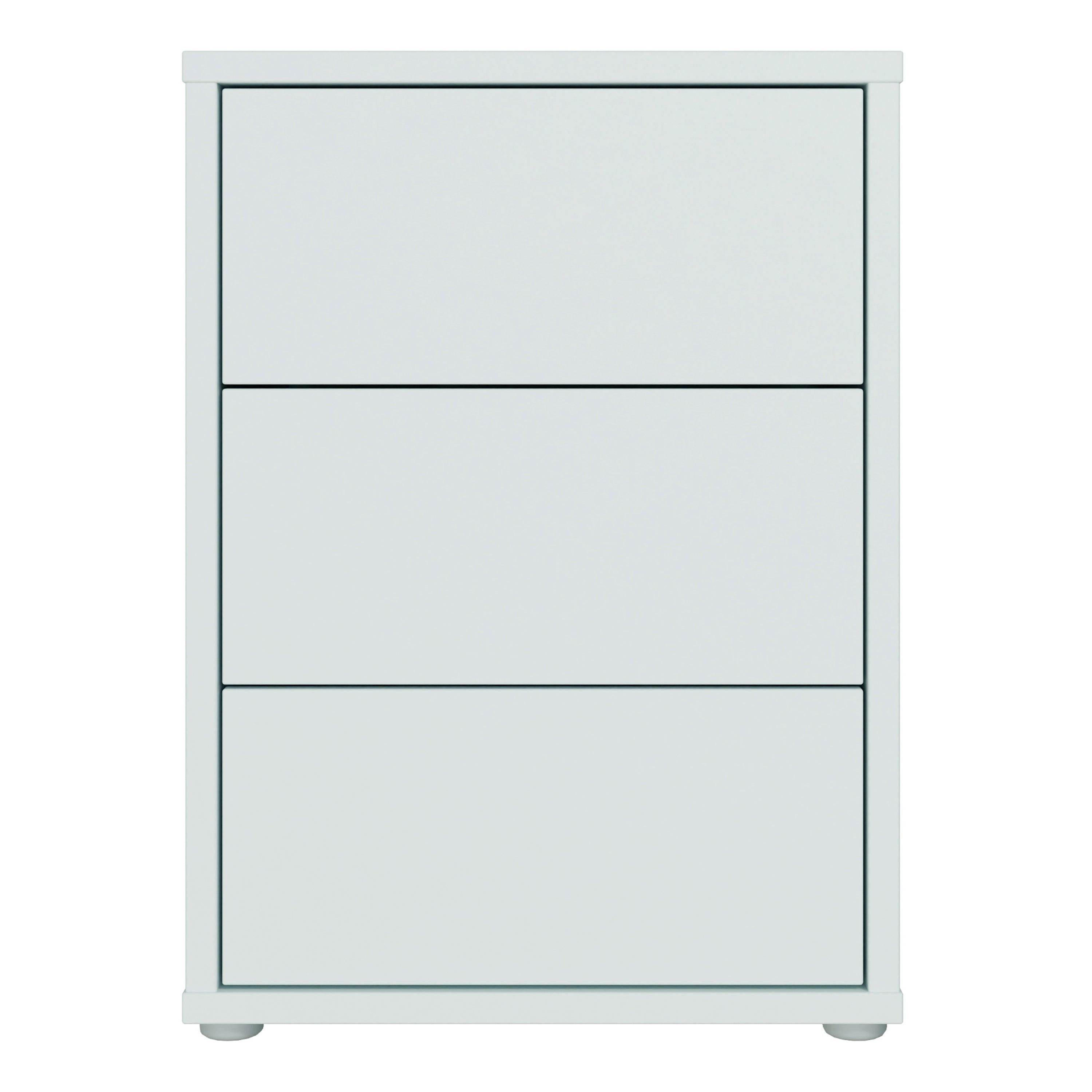 Alice Springs Bedside Cabinet with 3 Drawers Push-to-Open in Light Grey - image 2