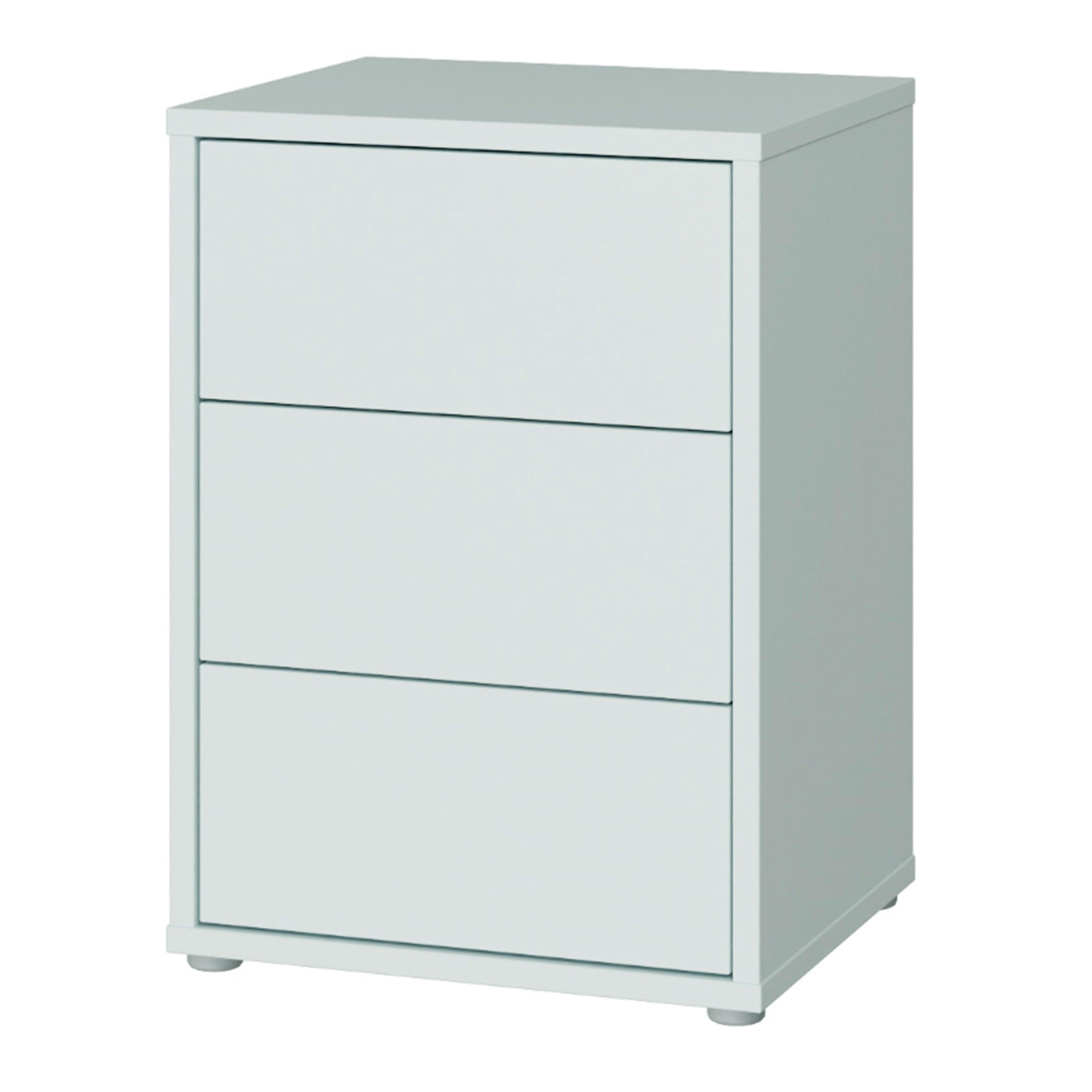 Alice Springs Bedside Cabinet with 3 Drawers Push-to-Open in Light Grey - image 3