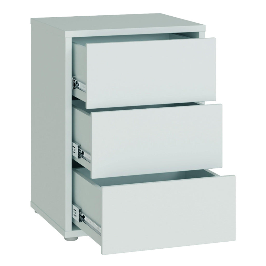 Alice Springs Bedside Cabinet with 3 Drawers Push-to-Open in Light Grey - image 4