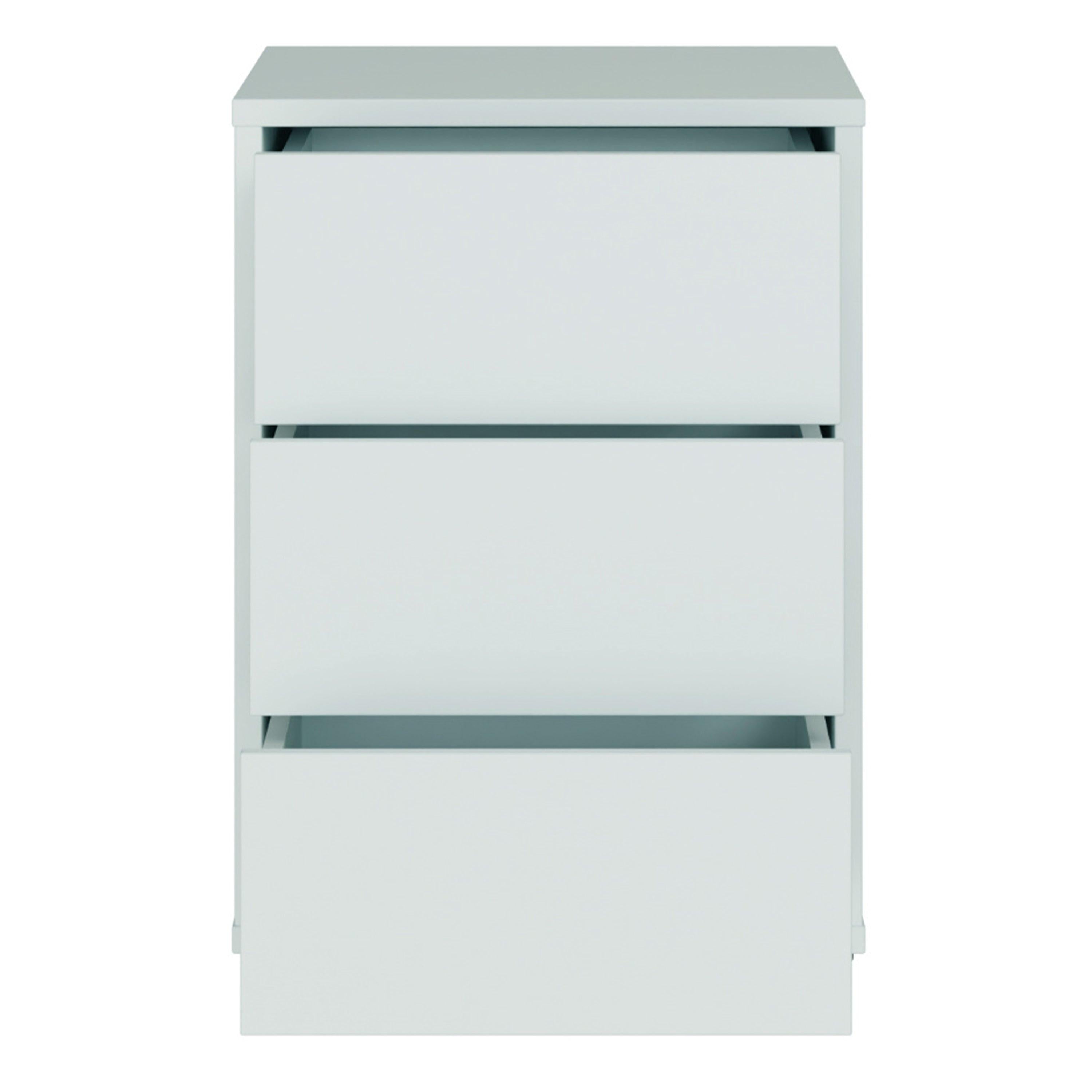 Alice Springs Bedside Cabinet with 3 Drawers Push-to-Open in Light Grey - image 5