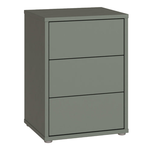 Alice Springs Bedside Cabinet with 3 Drawers Push-to-Open in Sage Green