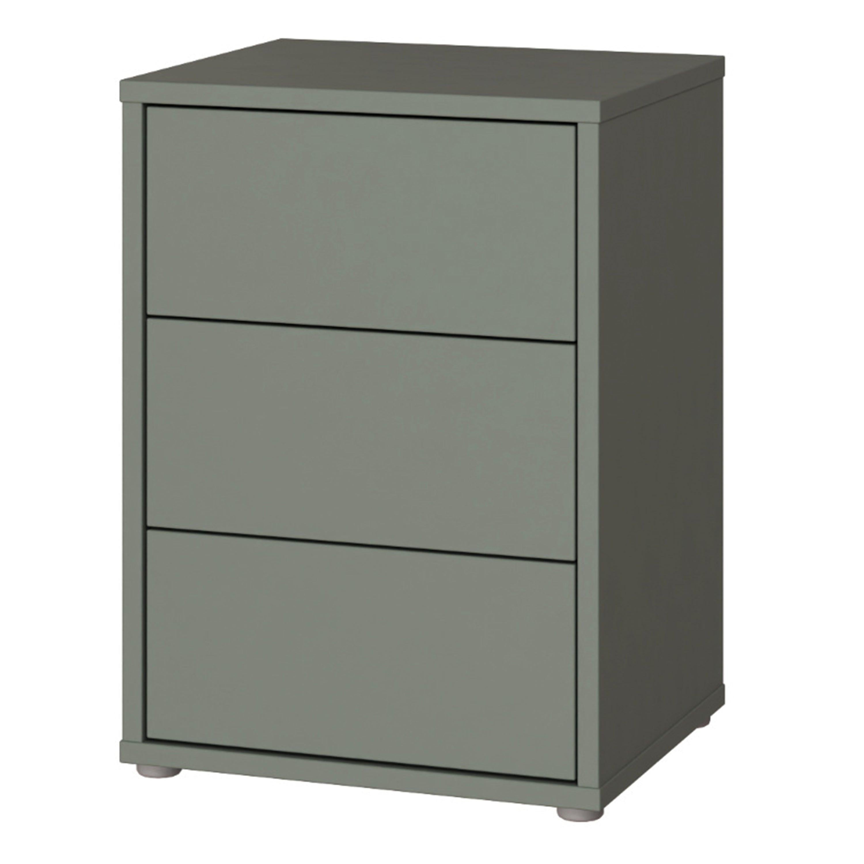 Alice Springs Bedside Cabinet with 3 Drawers Push-to-Open in Sage Green - image 3