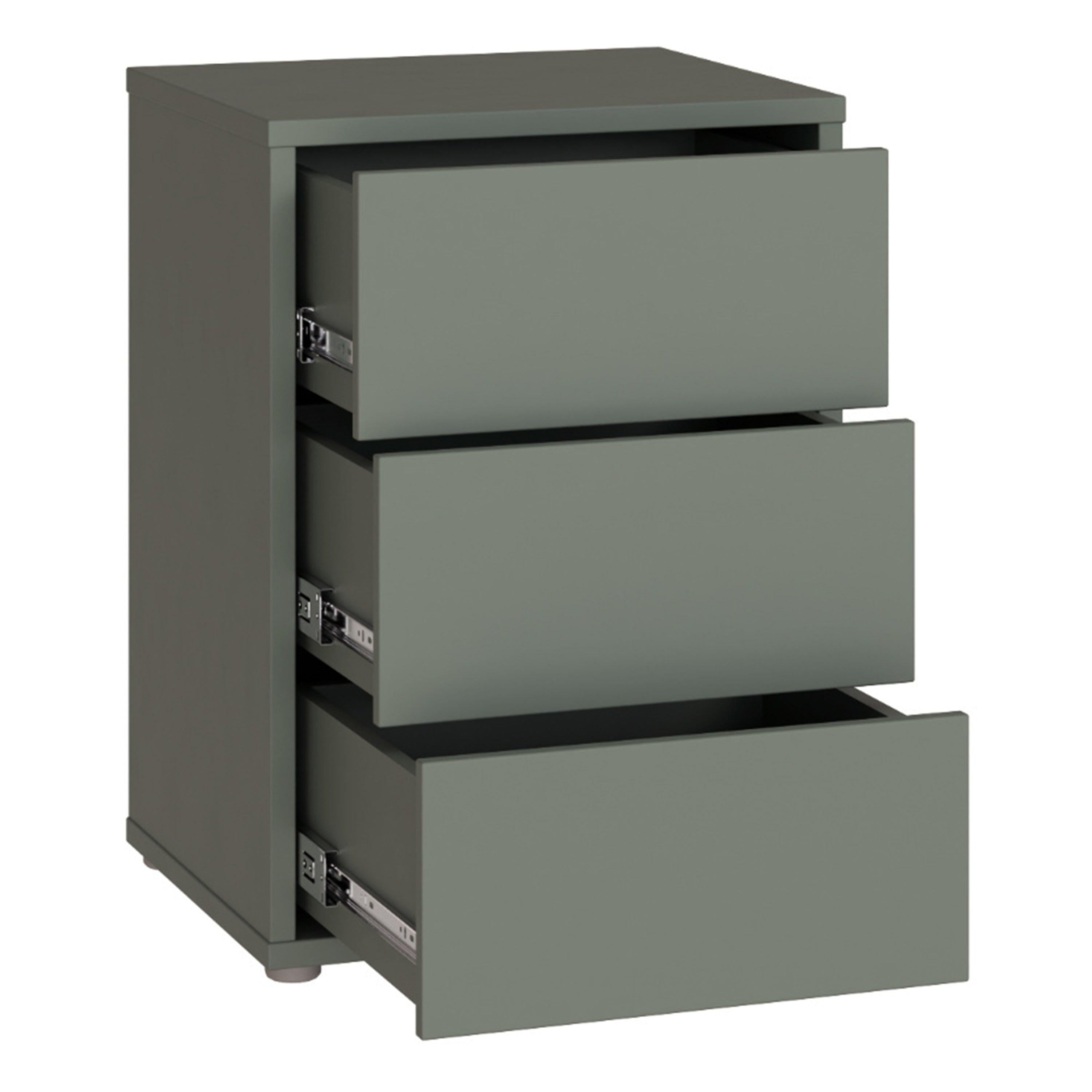 Alice Springs Bedside Cabinet with 3 Drawers Push-to-Open in Sage Green - image 4