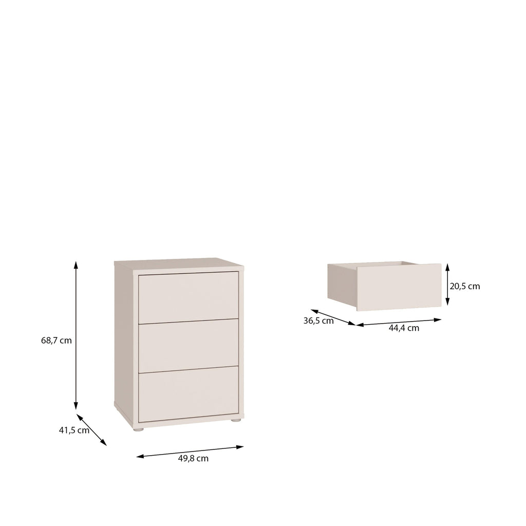 Alice Springs Bedside Cabinet with 3 Drawers Push-to-Open in Sand - image 7