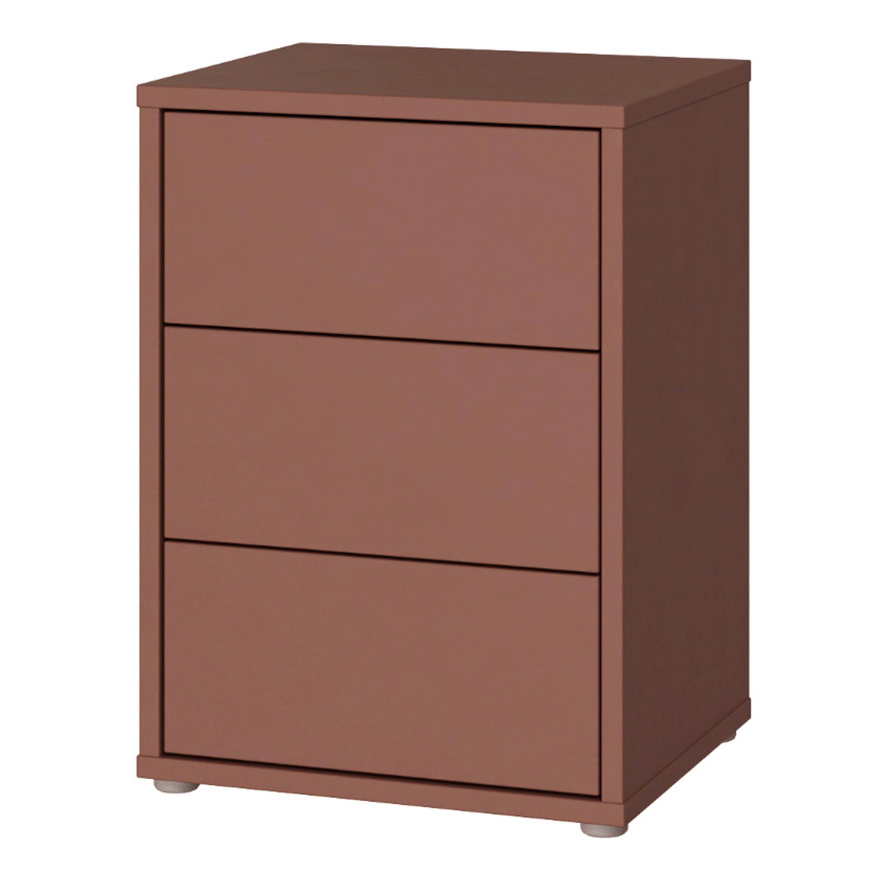 Alice Springs Bedside Cabinet with 3 Drawers Push-to-Open in Terracotta - image 3