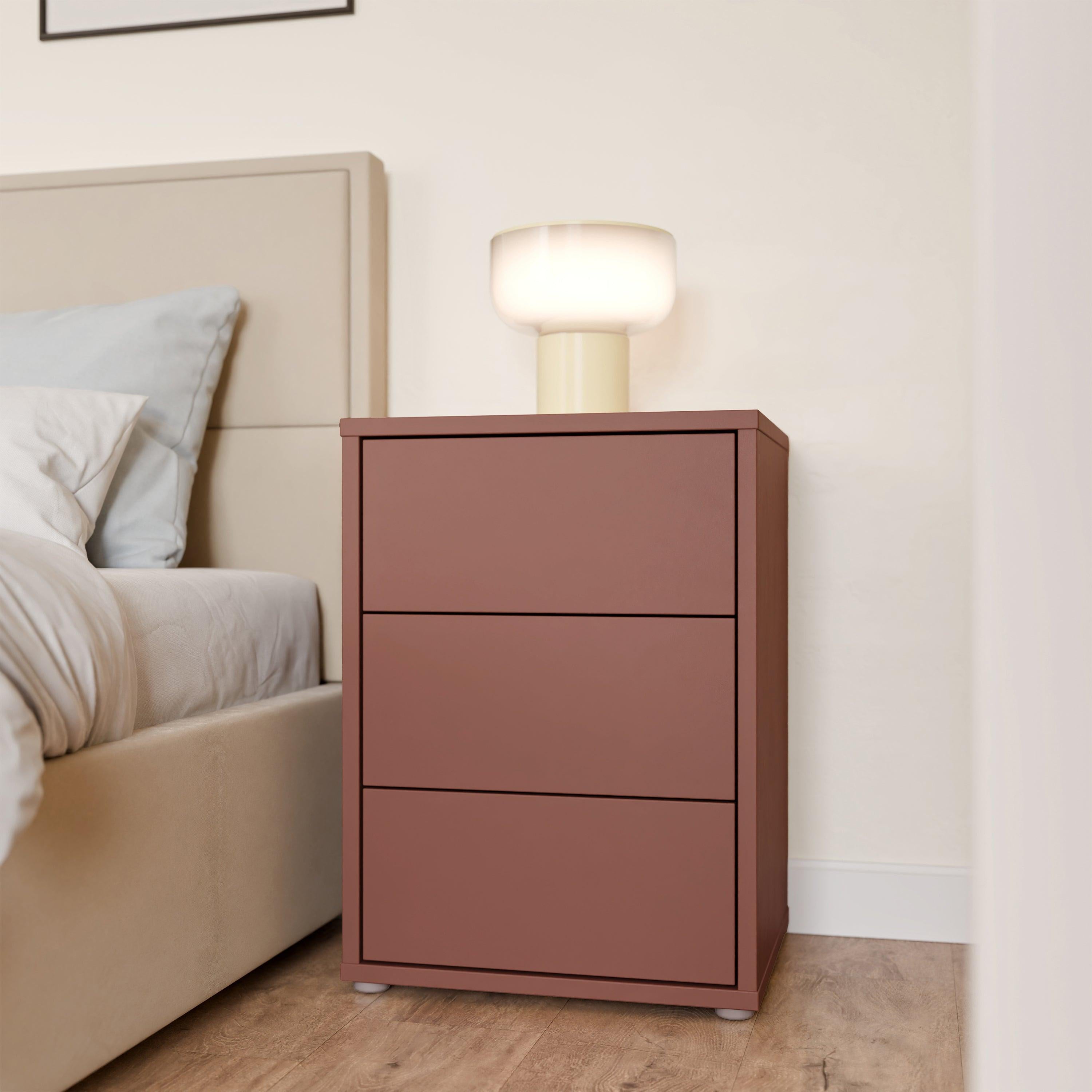 Alice Springs Bedside Cabinet with 3 Drawers Push-to-Open in Terracotta - image 6