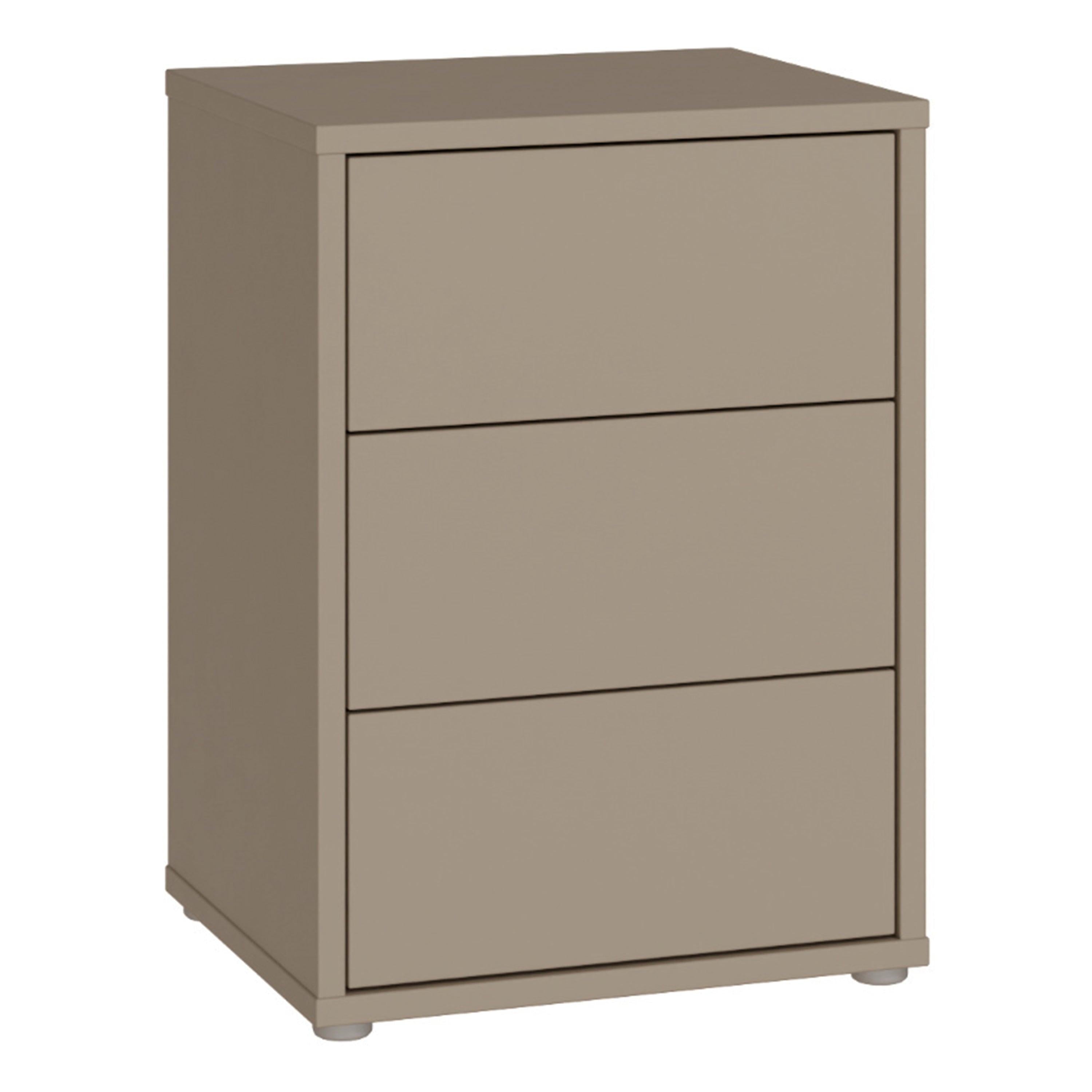 Alice Springs Bedside Cabinet with 3 Drawers Push-to-Open in Taupe