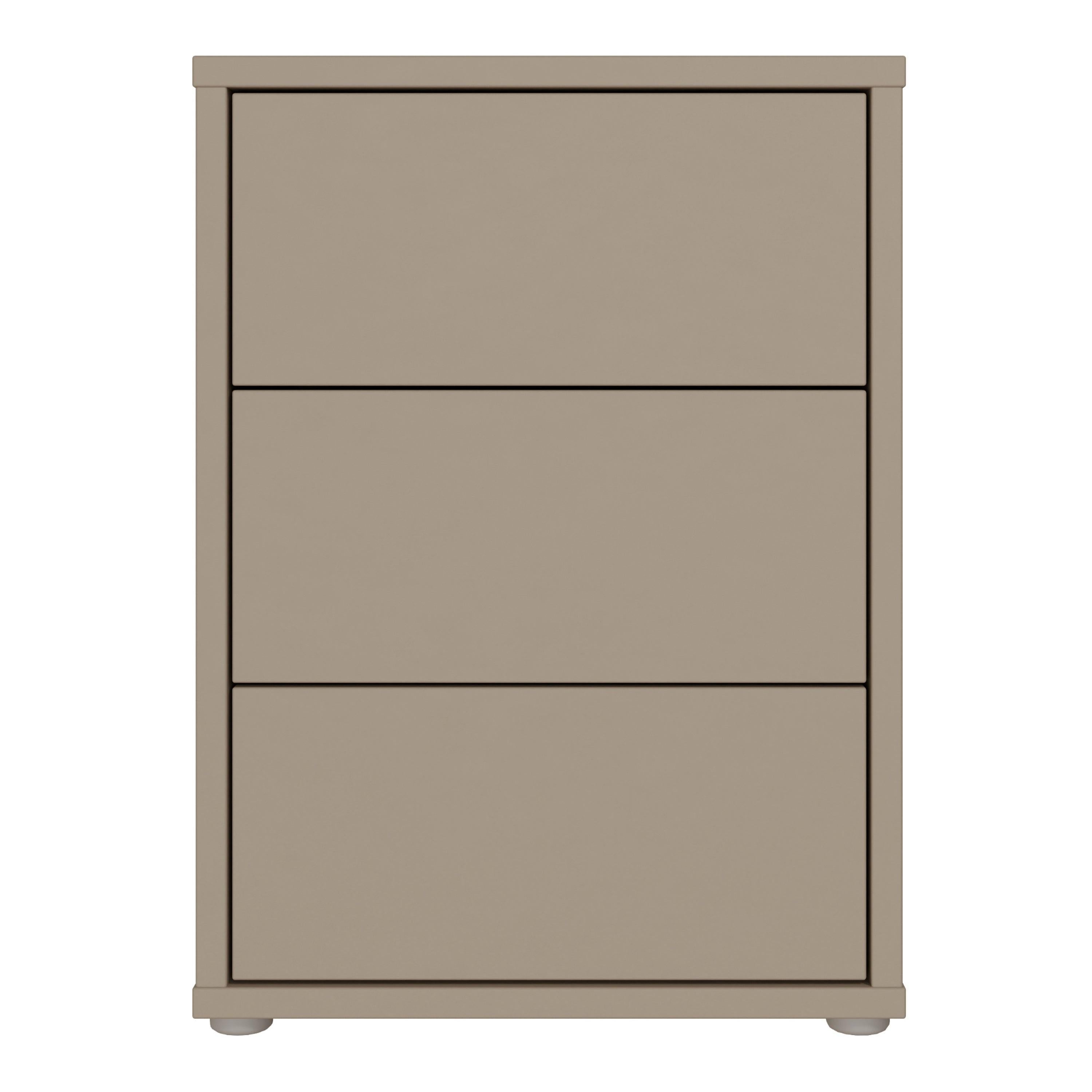 Alice Springs Bedside Cabinet with 3 Drawers Push-to-Open in Taupe - image 2
