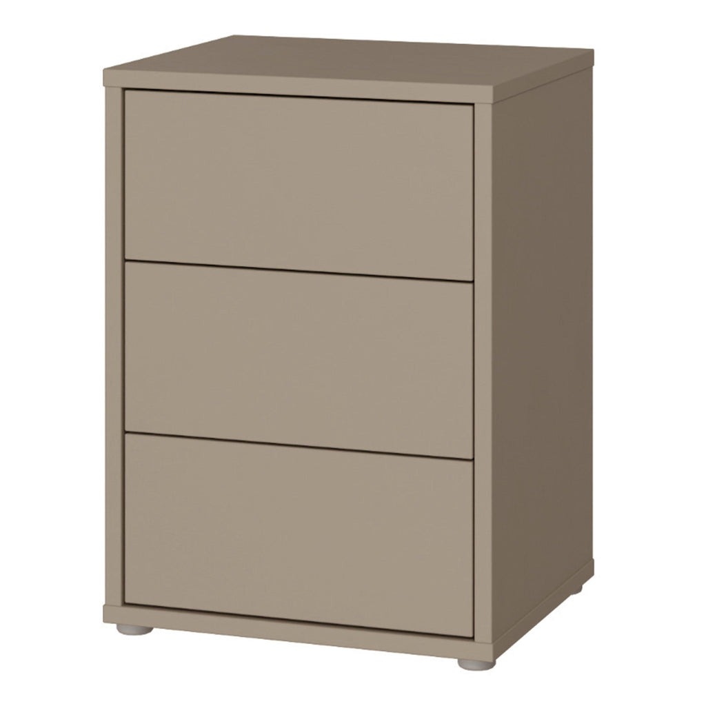 Alice Springs Bedside Cabinet with 3 Drawers Push-to-Open in Taupe - image 3