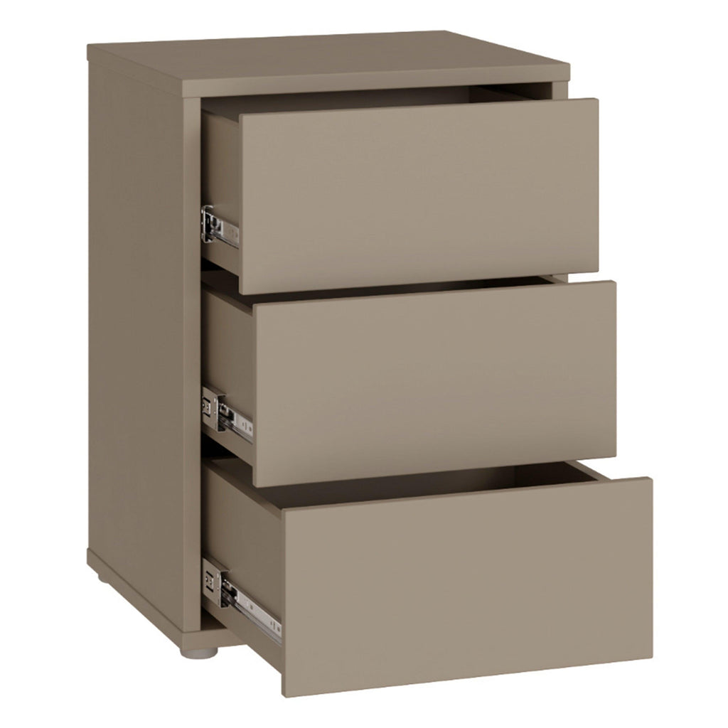 Alice Springs Bedside Cabinet with 3 Drawers Push-to-Open in Taupe - image 4