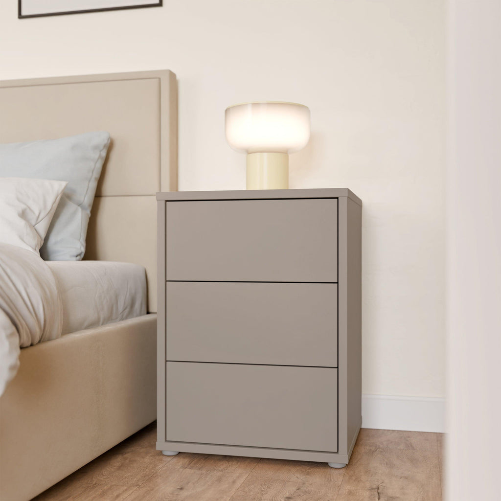 Alice Springs Bedside Cabinet with 3 Drawers Push-to-Open in Taupe - image 6