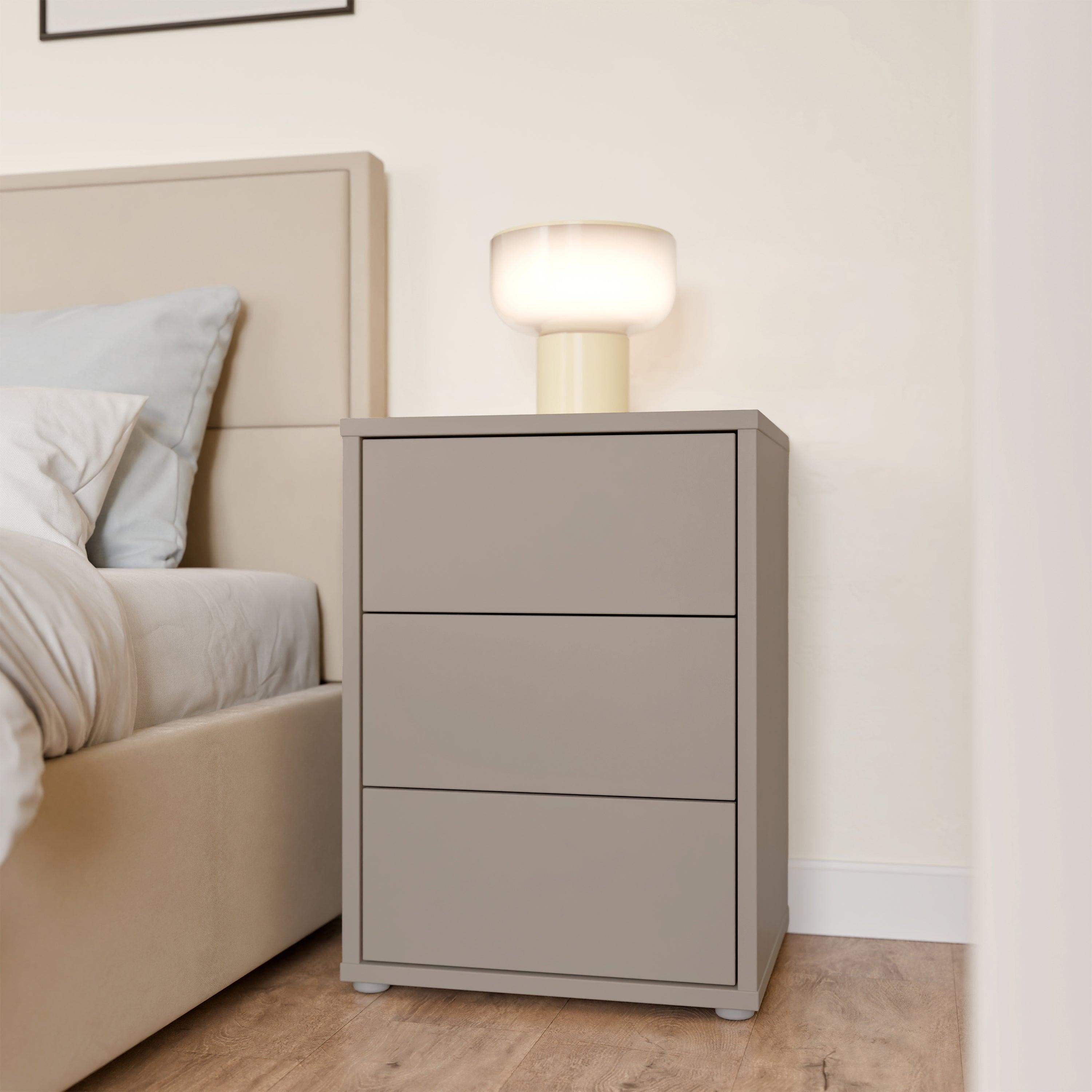 Alice Springs Bedside Cabinet with 3 Drawers Push-to-Open in Taupe - image 6