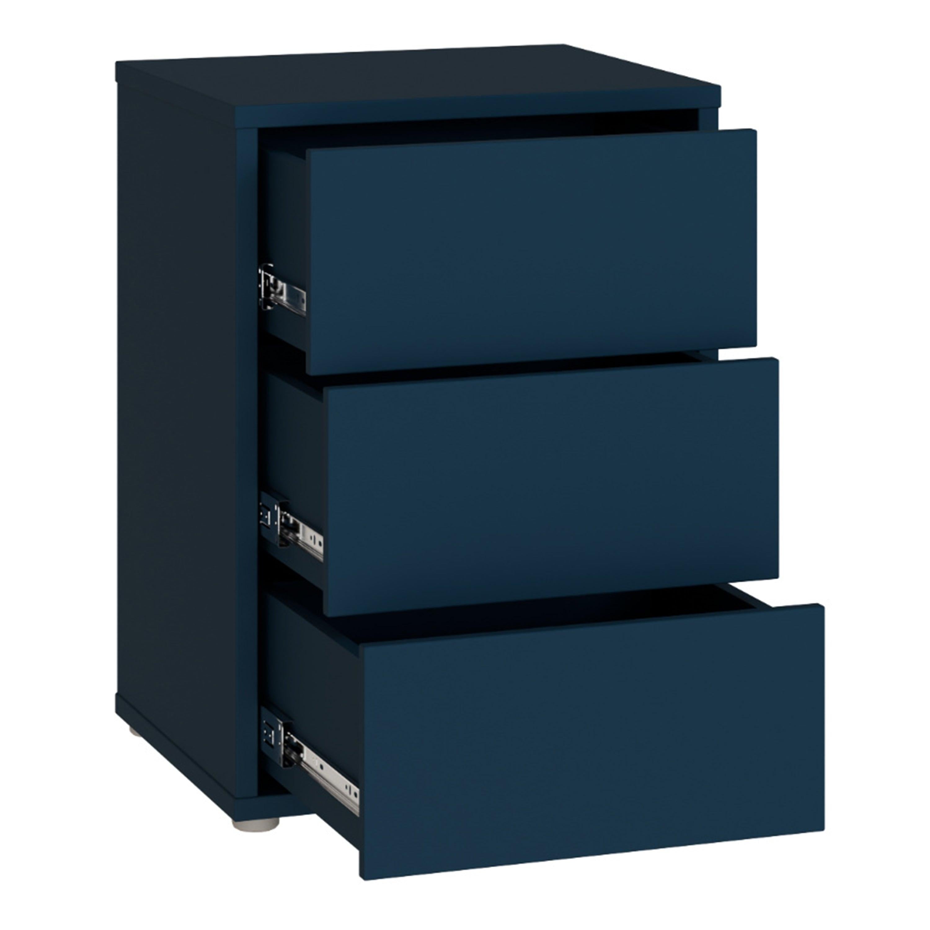 Alice Springs Bedside Cabinet with 3 Drawers Push-to-Open in Night Blue - image 4