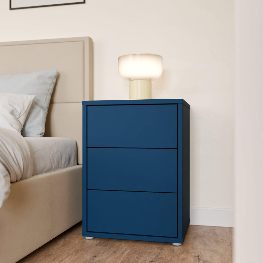 Alice Springs Bedside Cabinet with 3 Drawers Push-to-Open in Night Blue - image 6