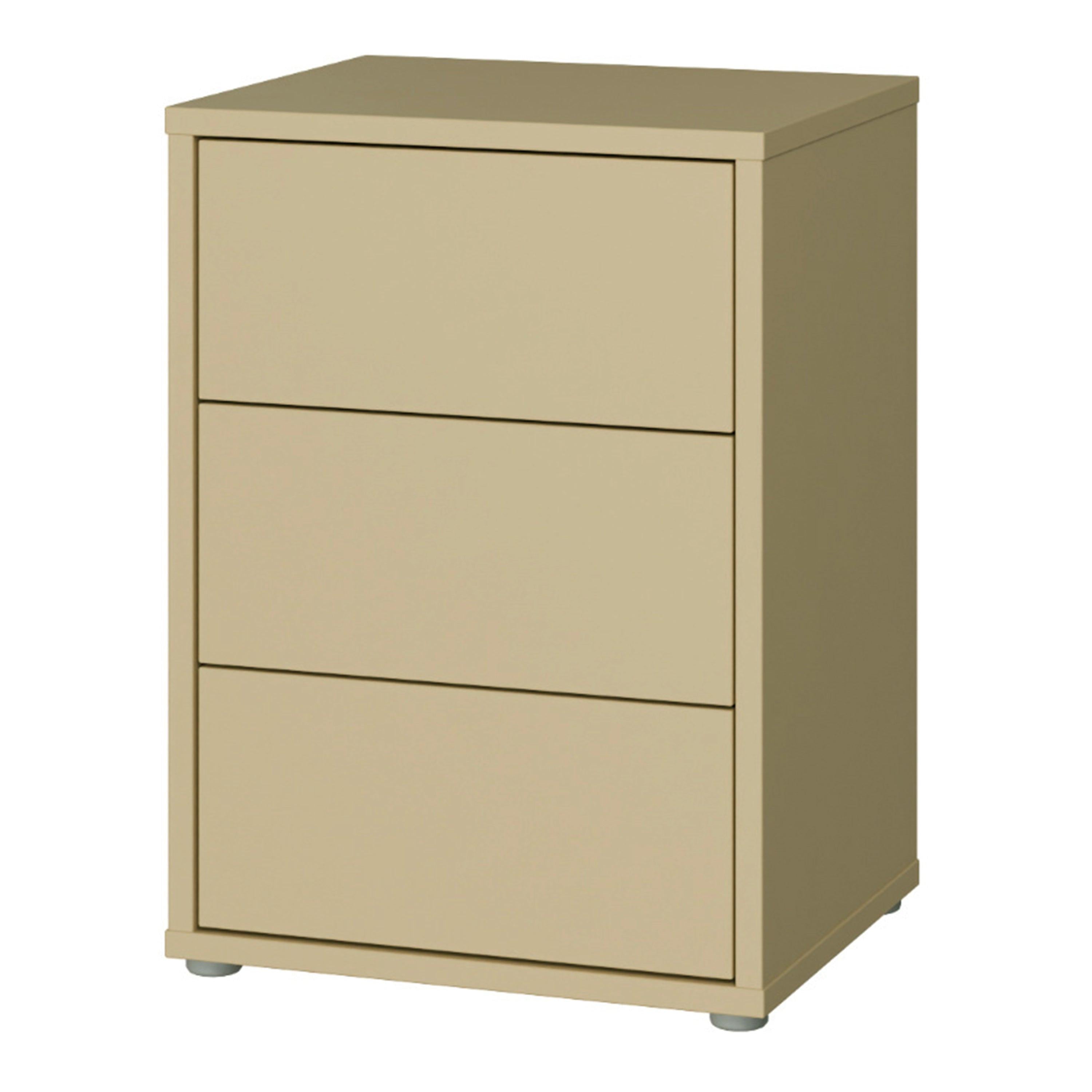 Alice Springs Bedside Cabinet with 3 Drawers Push-to-Open in Butter Yellow - image 3