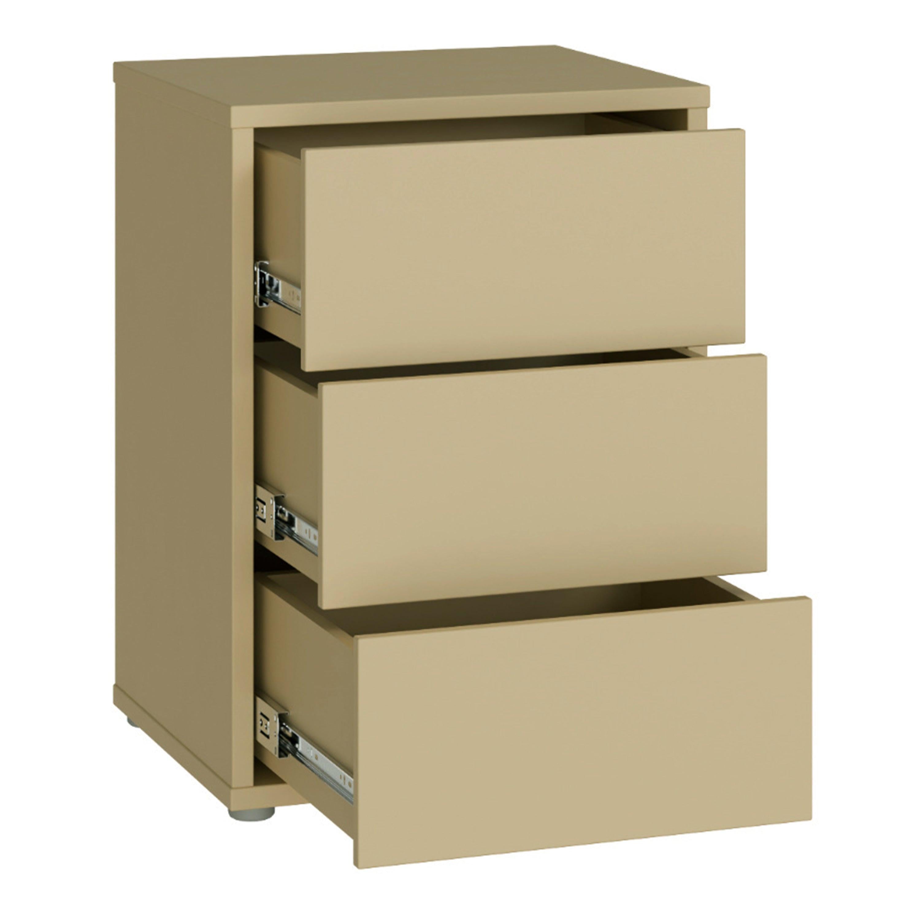 Alice Springs Bedside Cabinet with 3 Drawers Push-to-Open in Butter Yellow - image 4
