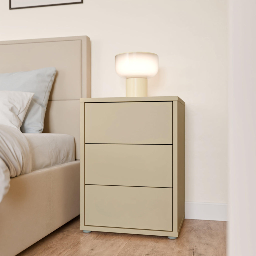 Alice Springs Bedside Cabinet with 3 Drawers Push-to-Open in Butter Yellow - image 6