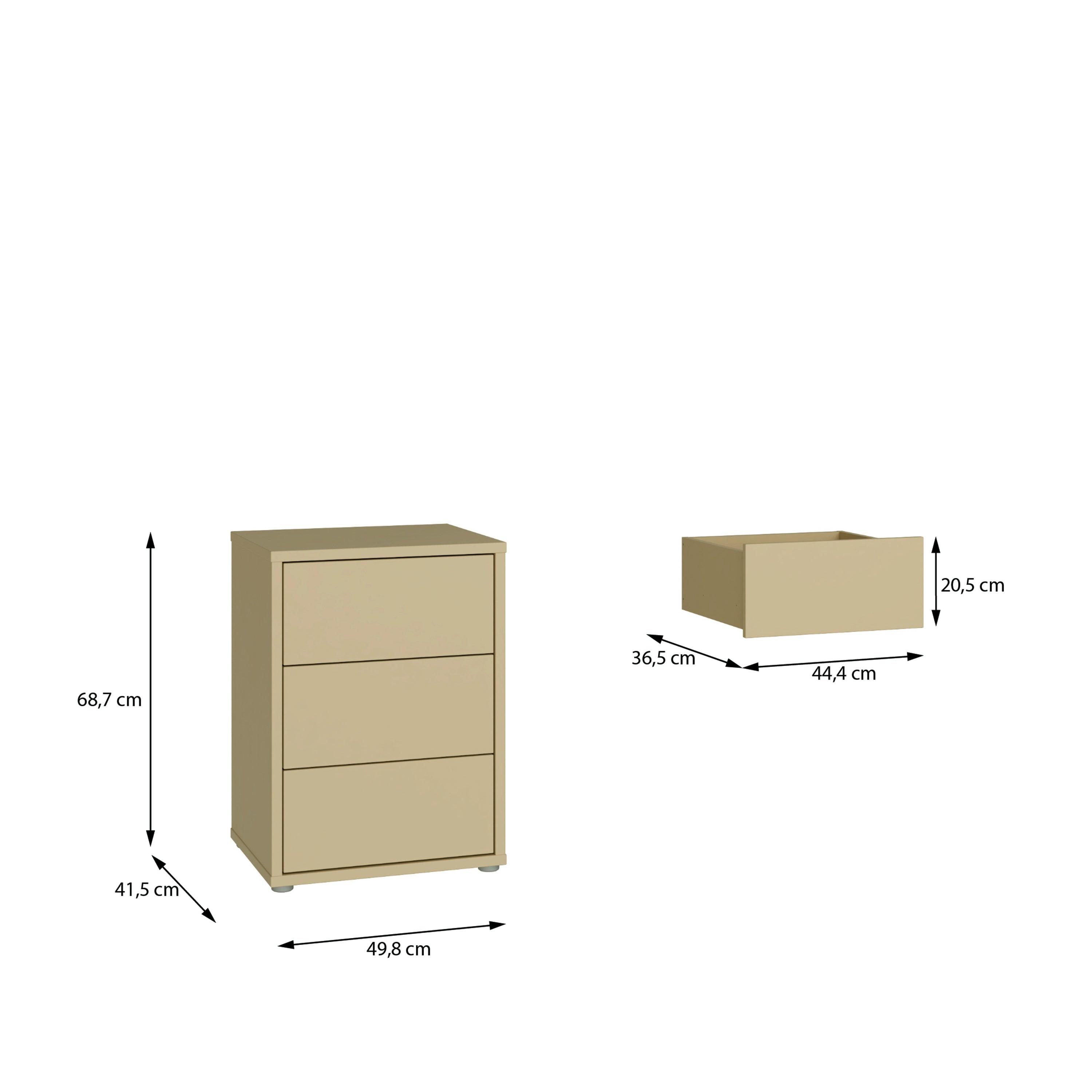 Alice Springs Bedside Cabinet with 3 Drawers Push-to-Open in Butter Yellow - image 7