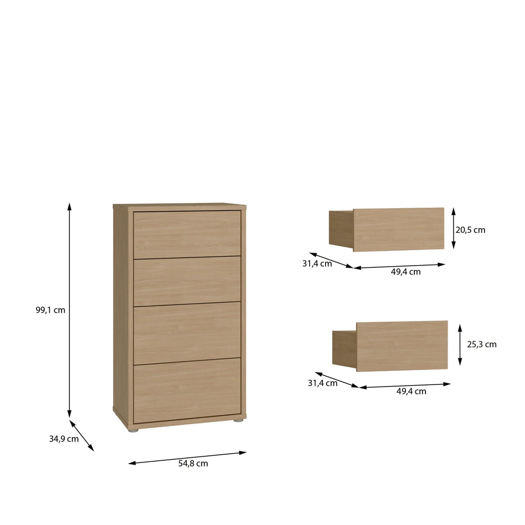 Alice Springs Tall 4 Drawer Chest with Push-to-Open Drawers in Elegancia Oak - image 8