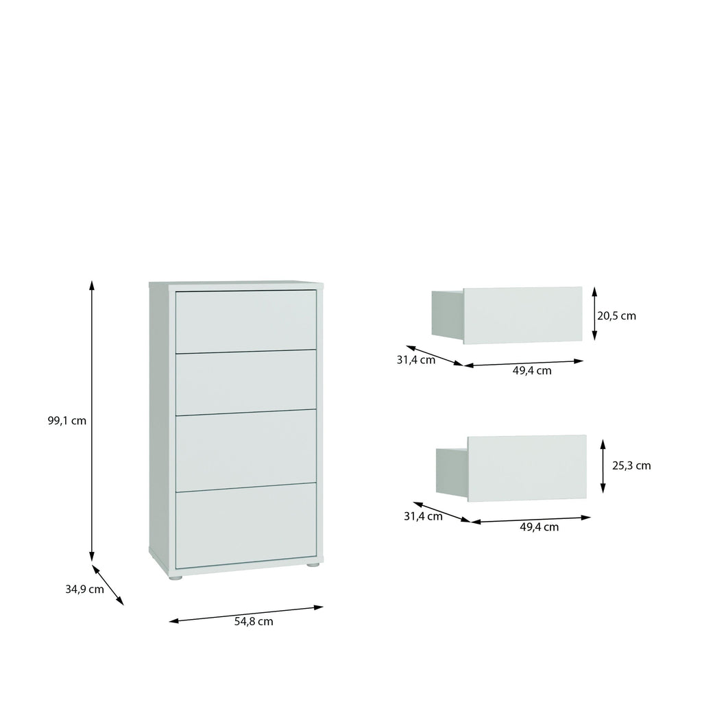 Alice Springs Tall 4 Drawer Chest with Push-to-Open Drawers in Light Grey - image 8