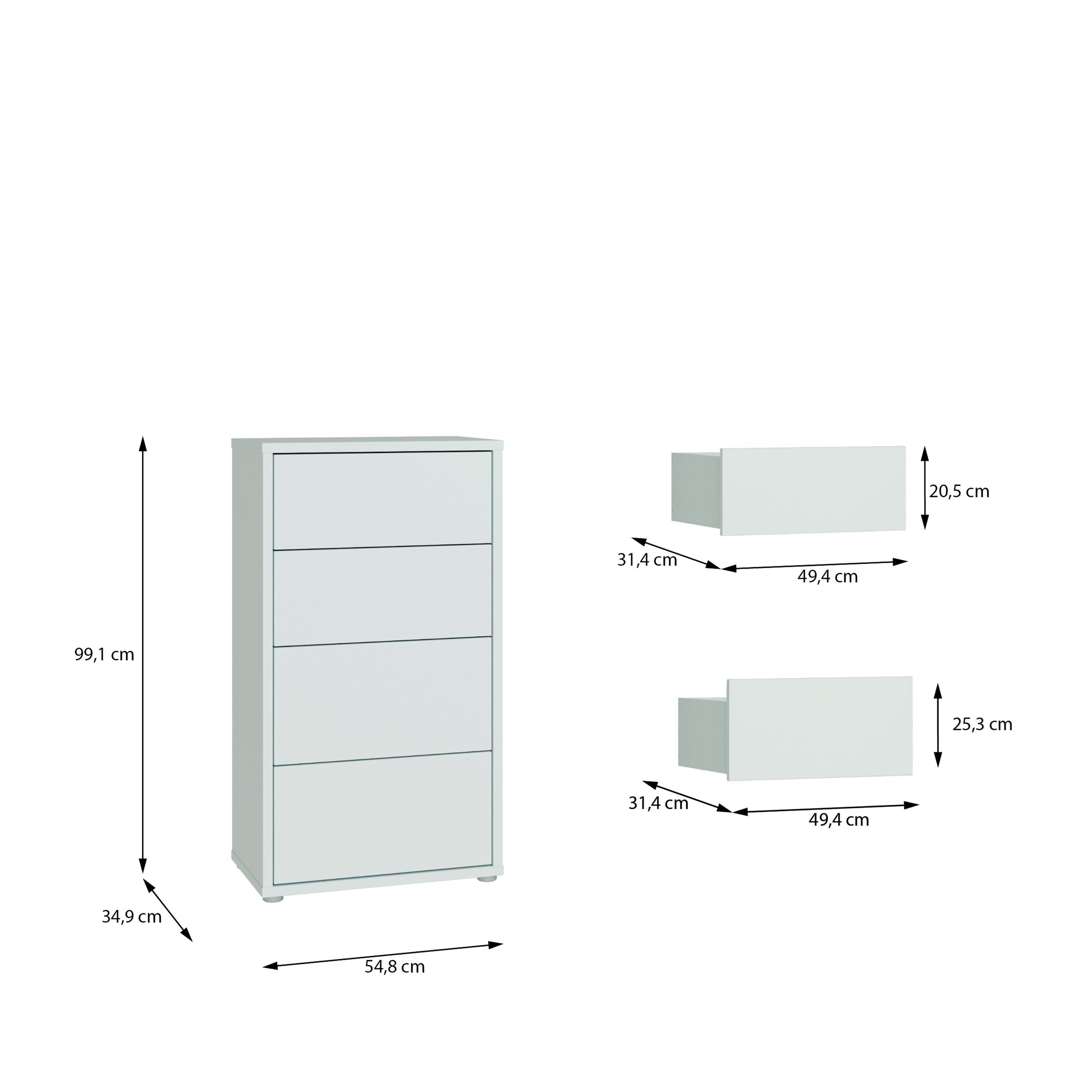 Alice Springs Tall 4 Drawer Chest with Push-to-Open Drawers in Light Grey - image 8