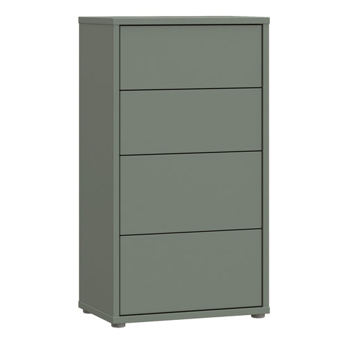 Alice Springs Tall 4 Drawer Chest with Push-to-Open Drawers in Sage Green