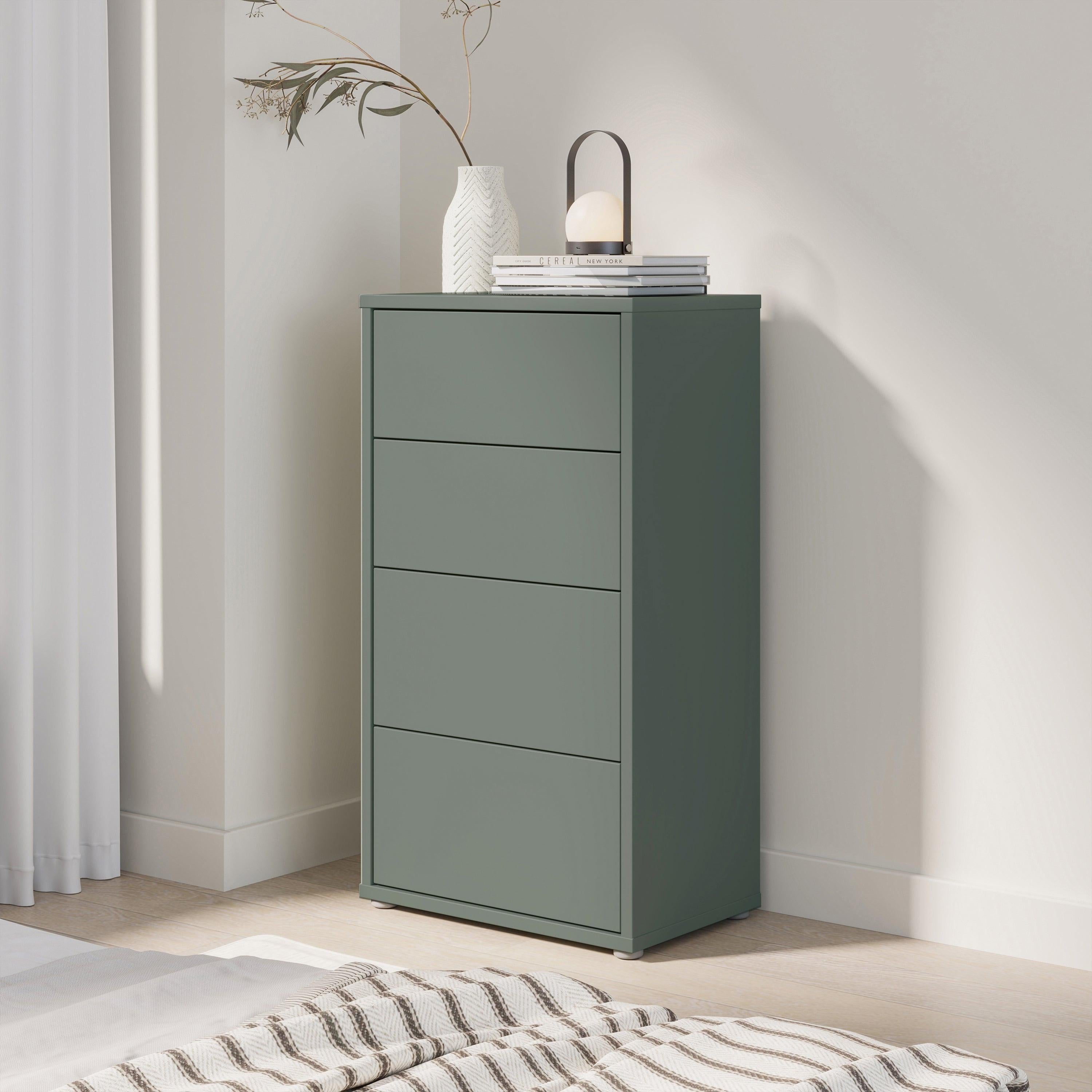 Alice Springs Tall 4 Drawer Chest with Push-to-Open Drawers in Sage Green - image 6