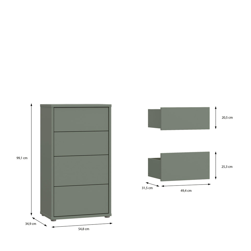 Alice Springs Tall 4 Drawer Chest with Push-to-Open Drawers in Sage Green - image 8