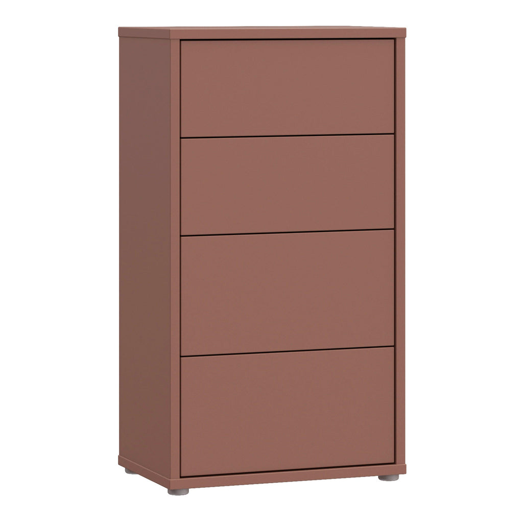 Alice Springs Tall 4 Drawer Chest with Push-to-Open Drawers in Terracotta