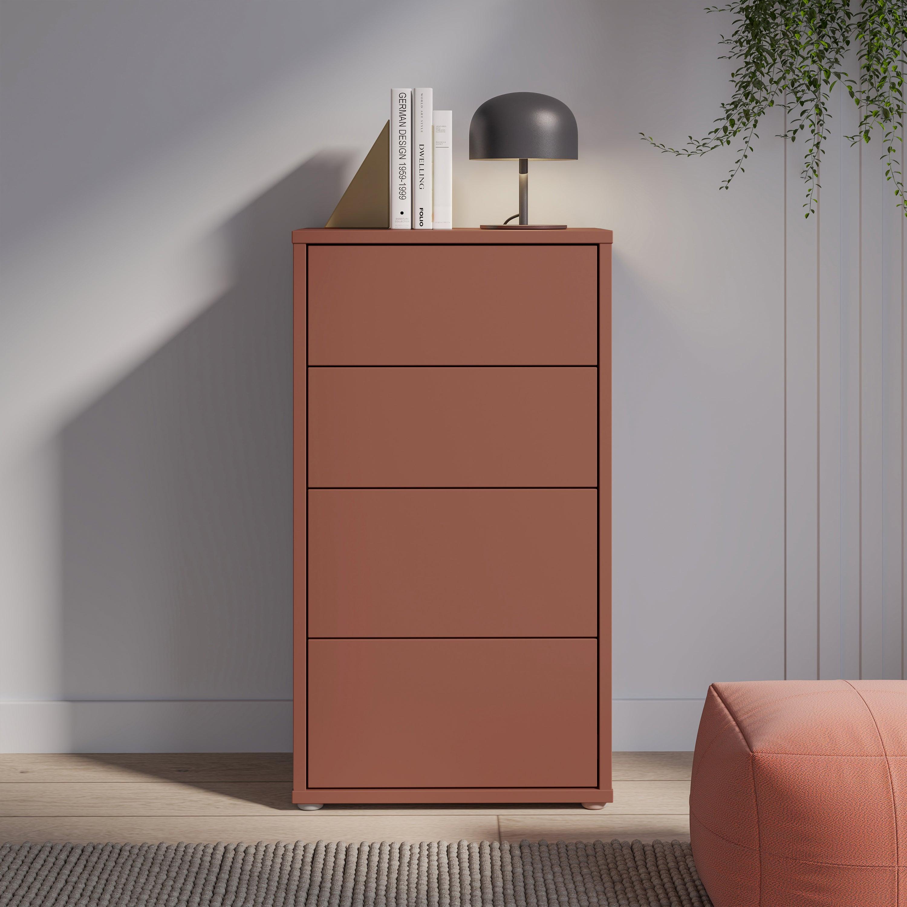 Alice Springs Tall 4 Drawer Chest with Push-to-Open Drawers in Terracotta - image 5