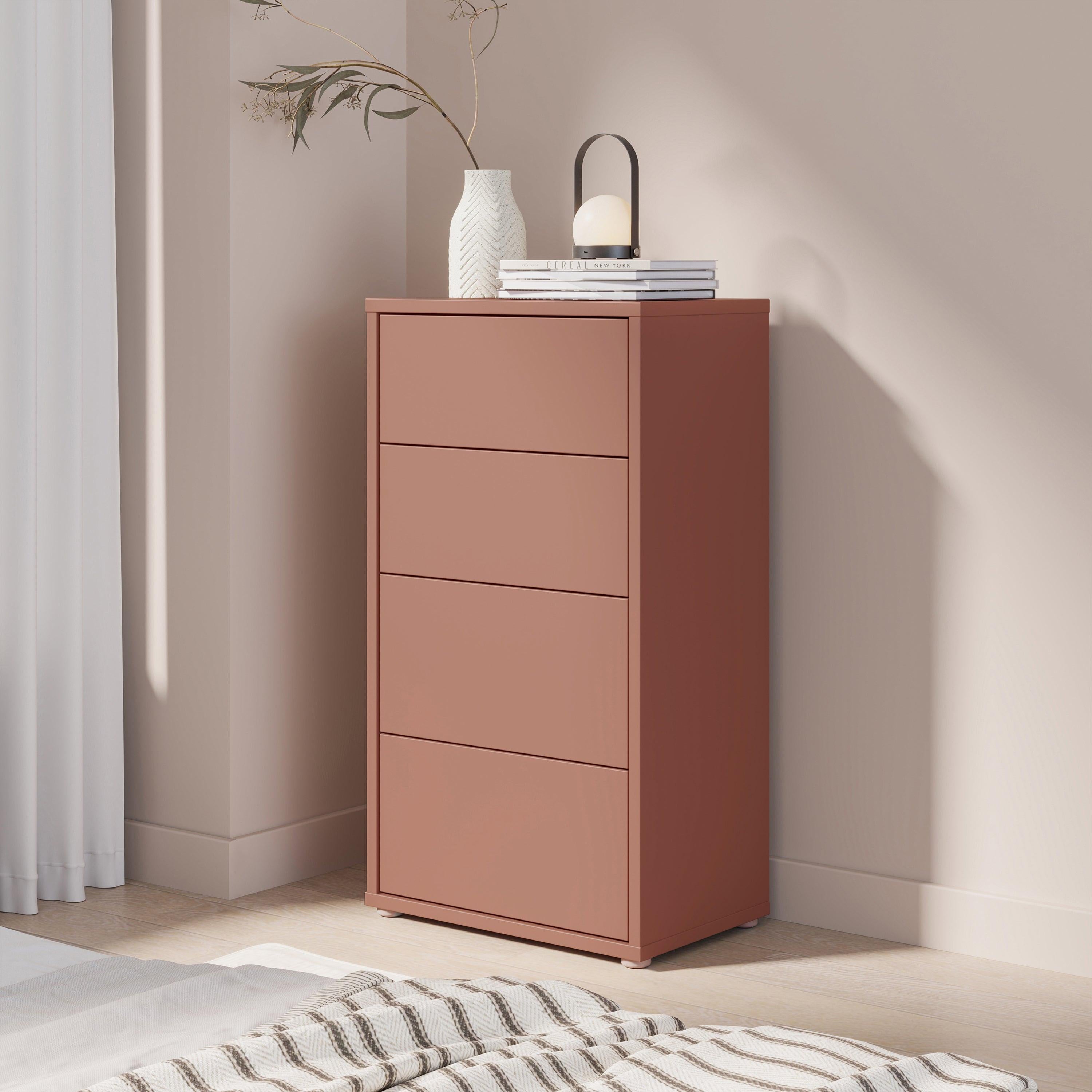 Alice Springs Tall 4 Drawer Chest with Push-to-Open Drawers in Terracotta - image 6