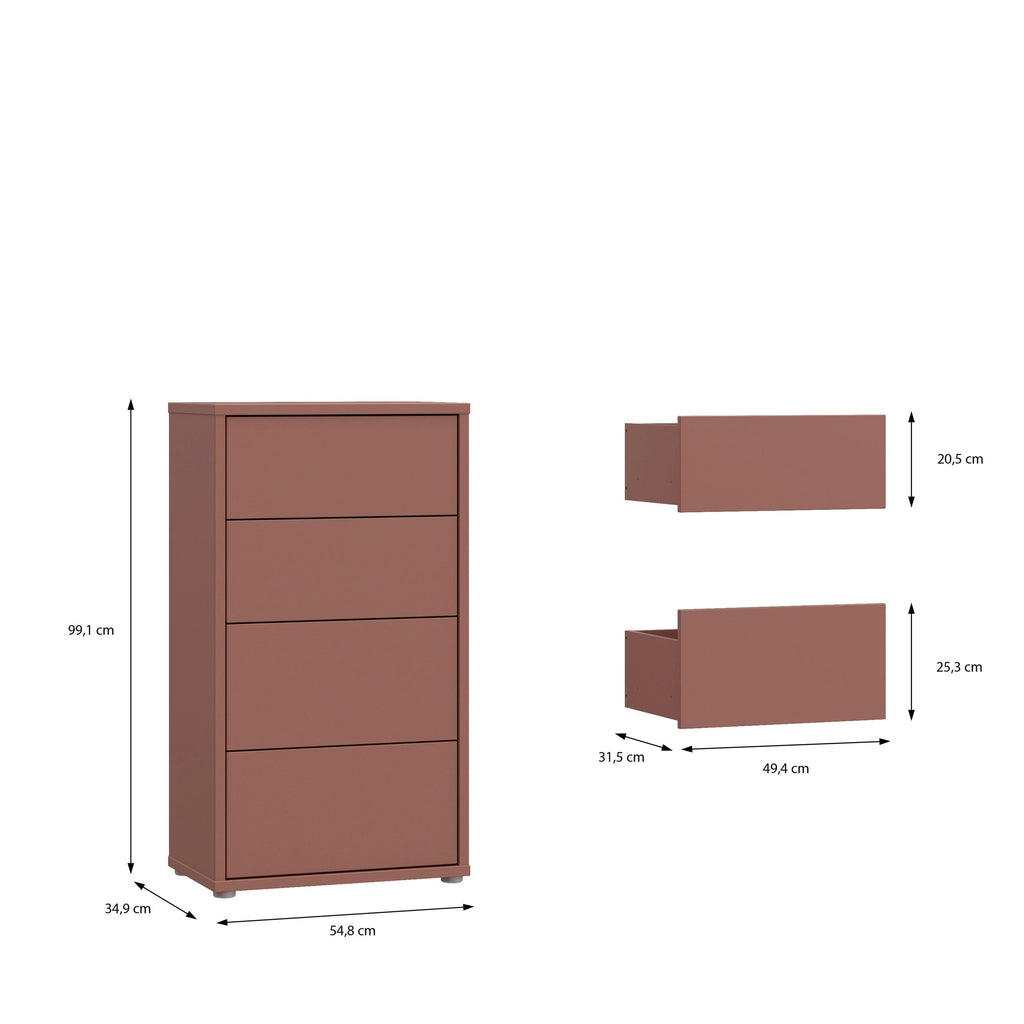 Alice Springs Tall 4 Drawer Chest with Push-to-Open Drawers in Terracotta - image 8