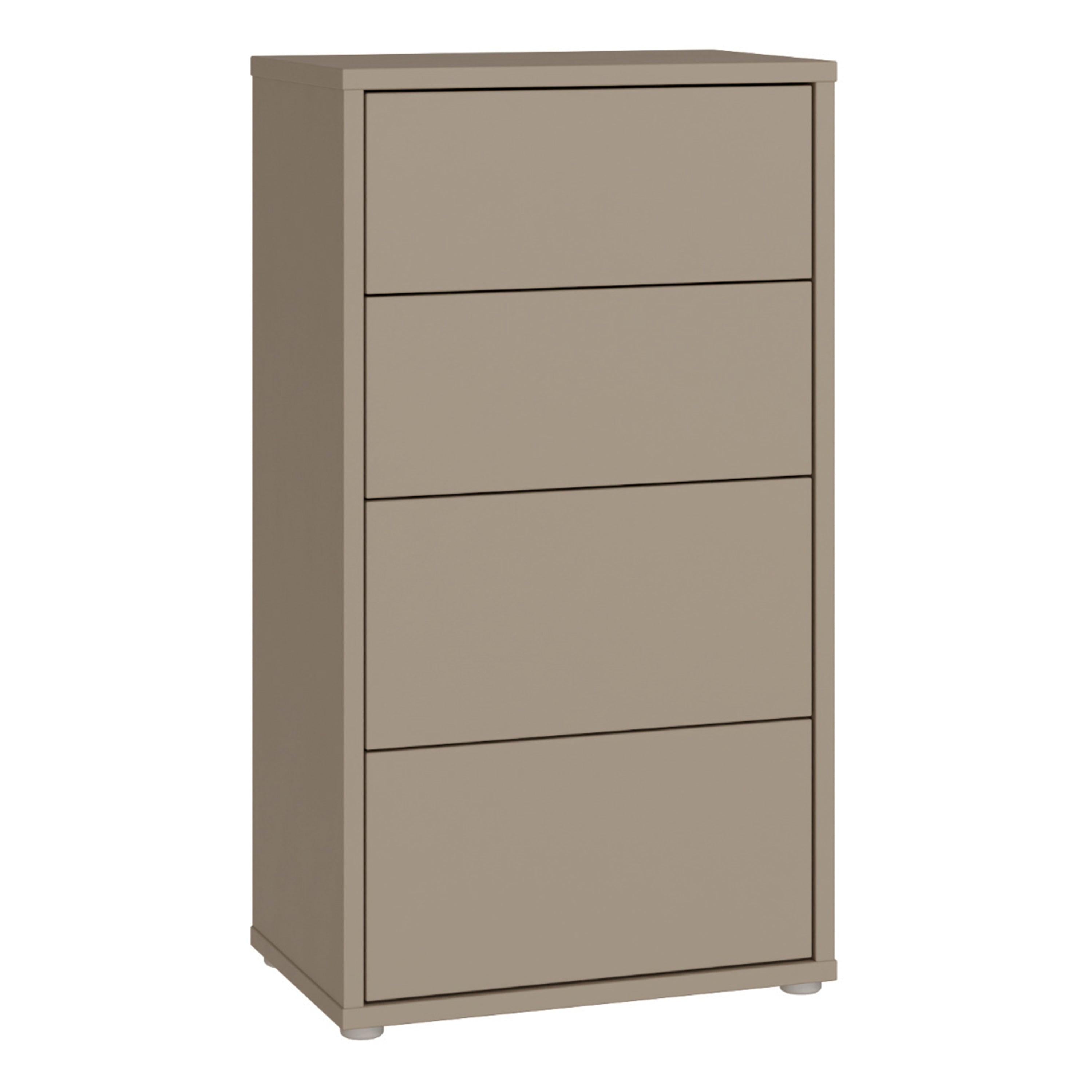 Alice Springs Tall 4 Drawer Chest with Push-to-Open Drawers in Taupe