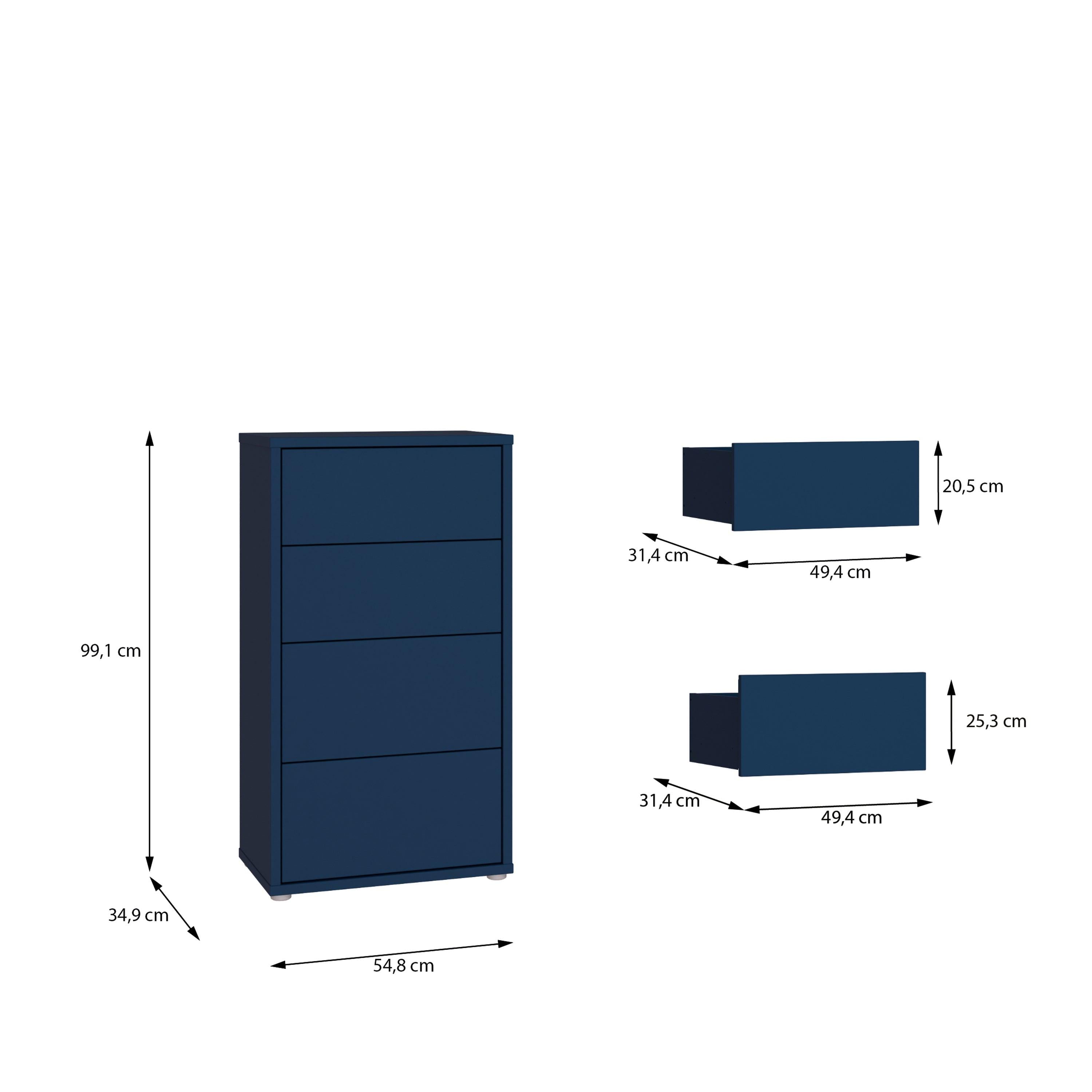 Alice Springs Tall 4 Drawer Chest with Push-to-Open Drawers in Night Blue - image 8