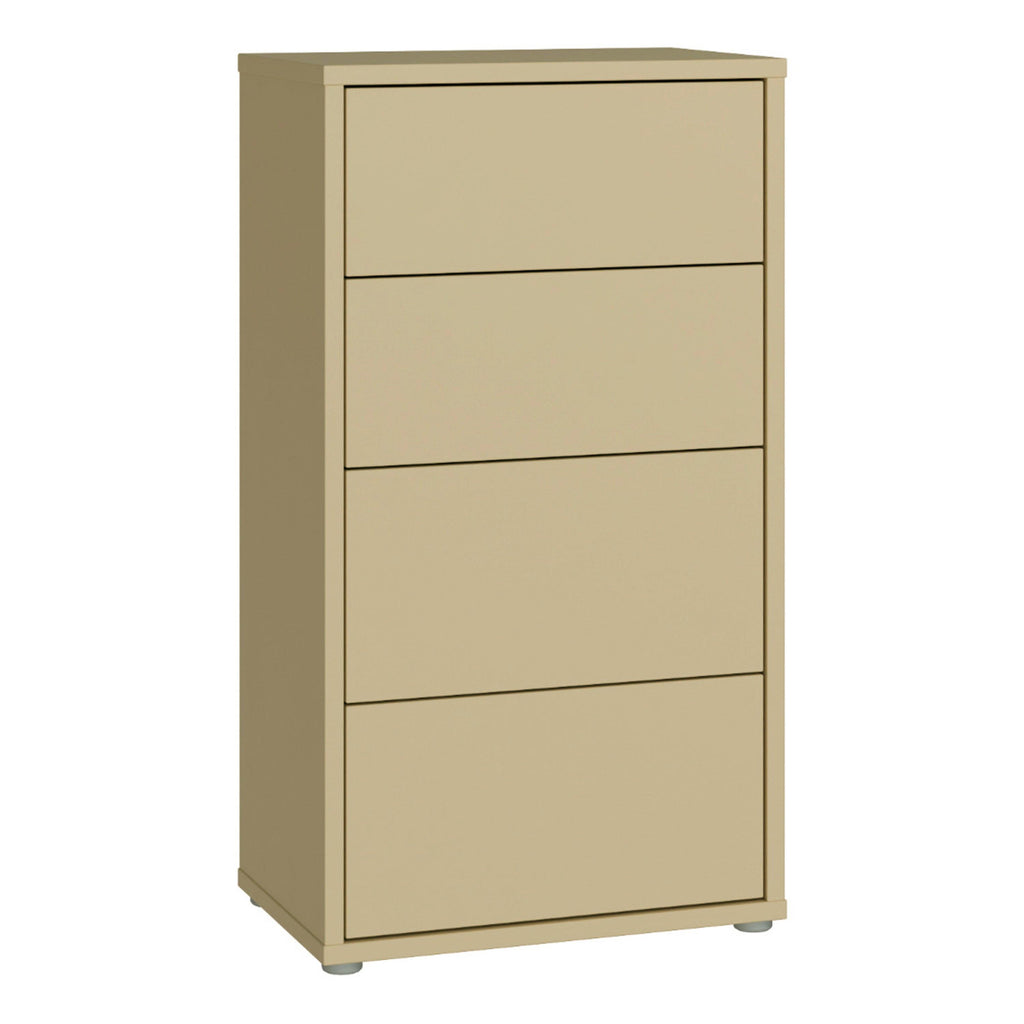 Alice Springs Tall 4 Drawer Chest with Push-to-Open Drawers in Butter Yellow