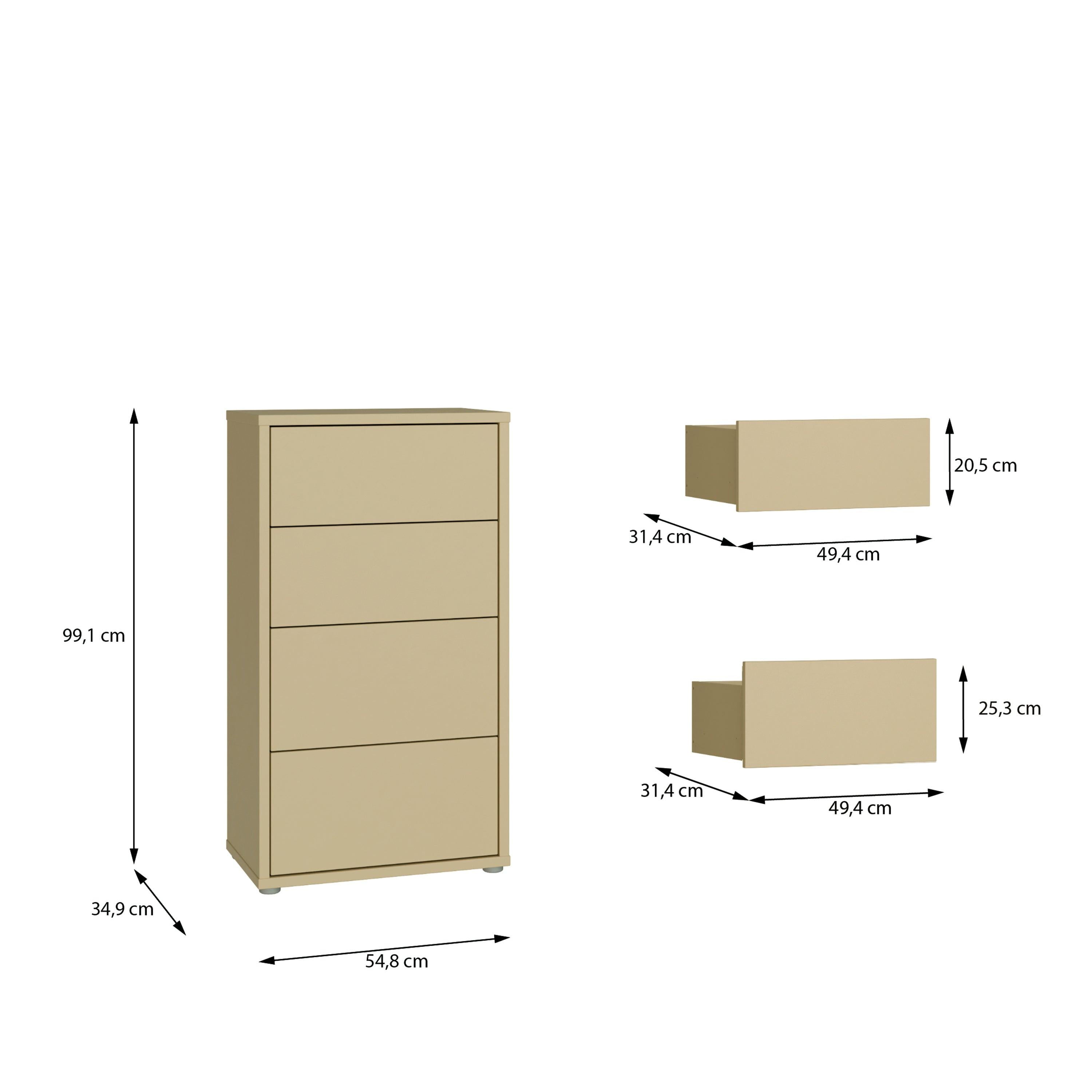 Alice Springs Tall 4 Drawer Chest with Push-to-Open Drawers in Butter Yellow - image 8