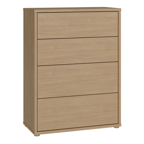 Alice Springs 4 Drawer Chest with Push-to-Open Drawers in Elegancia Oak and White