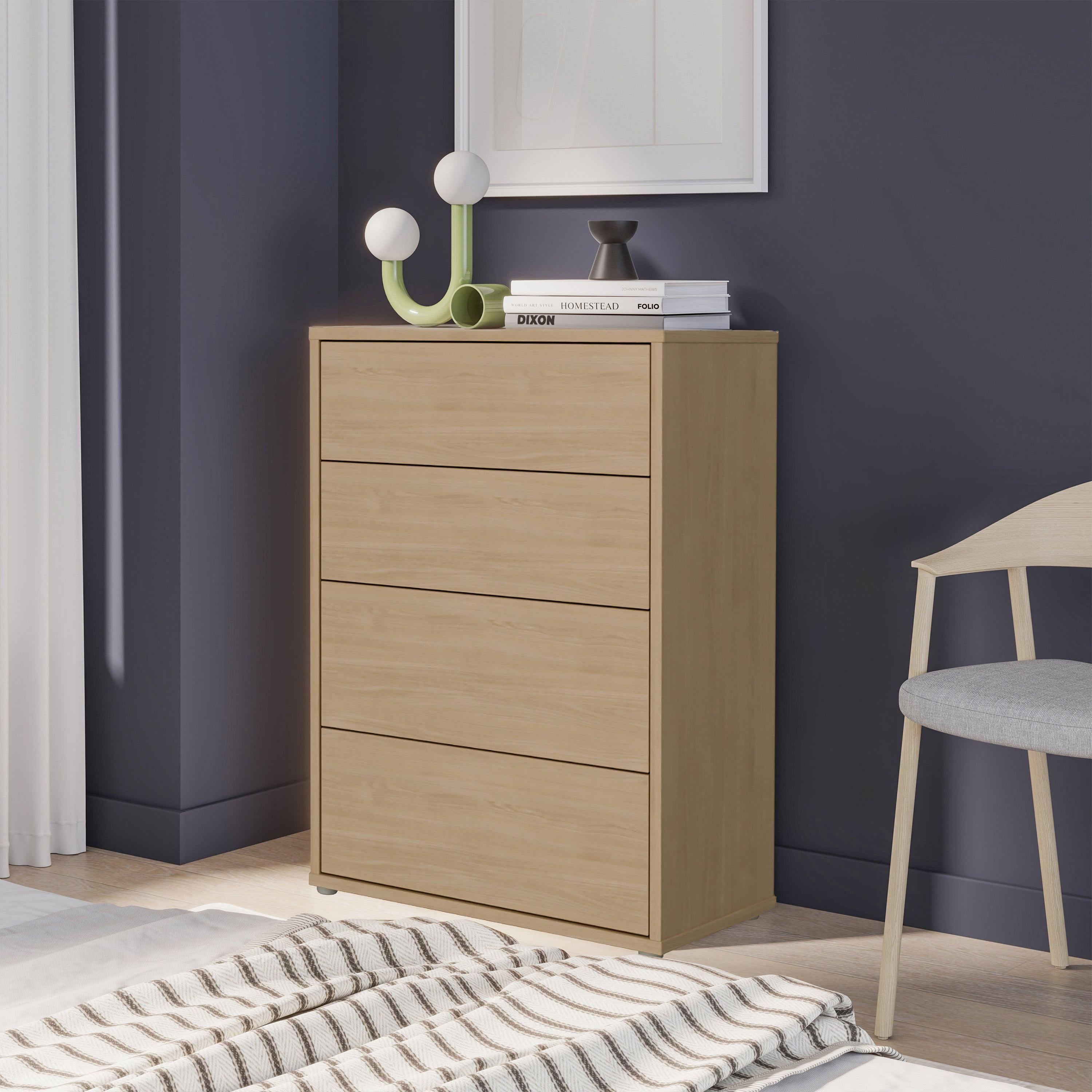 Alice Springs 4 Drawer Chest with Push-to-Open Drawers in Elegancia Oak and White - image 7