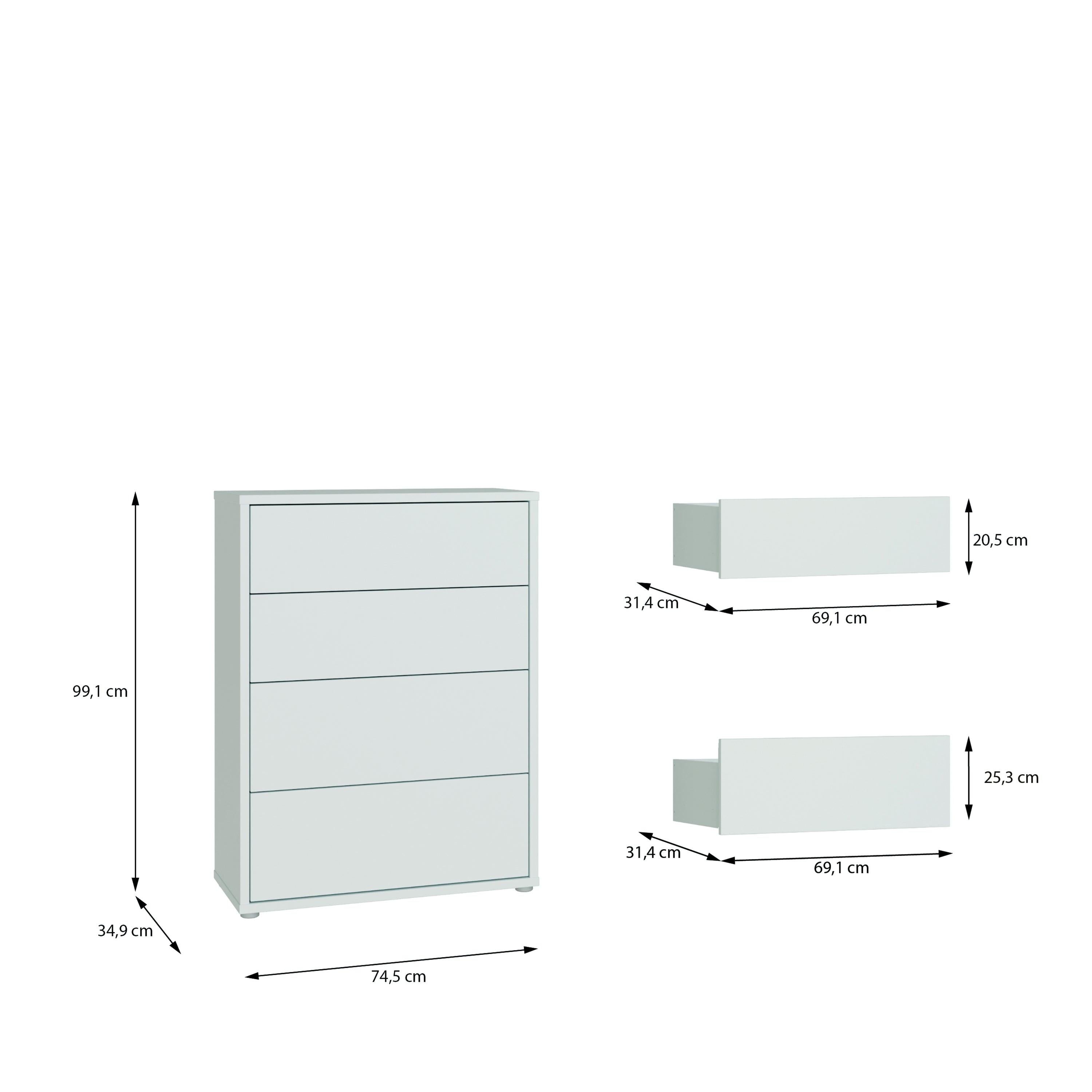 Alice Springs 4 Drawer Chest with Push-to-Open Drawers in Light Grey - image 8