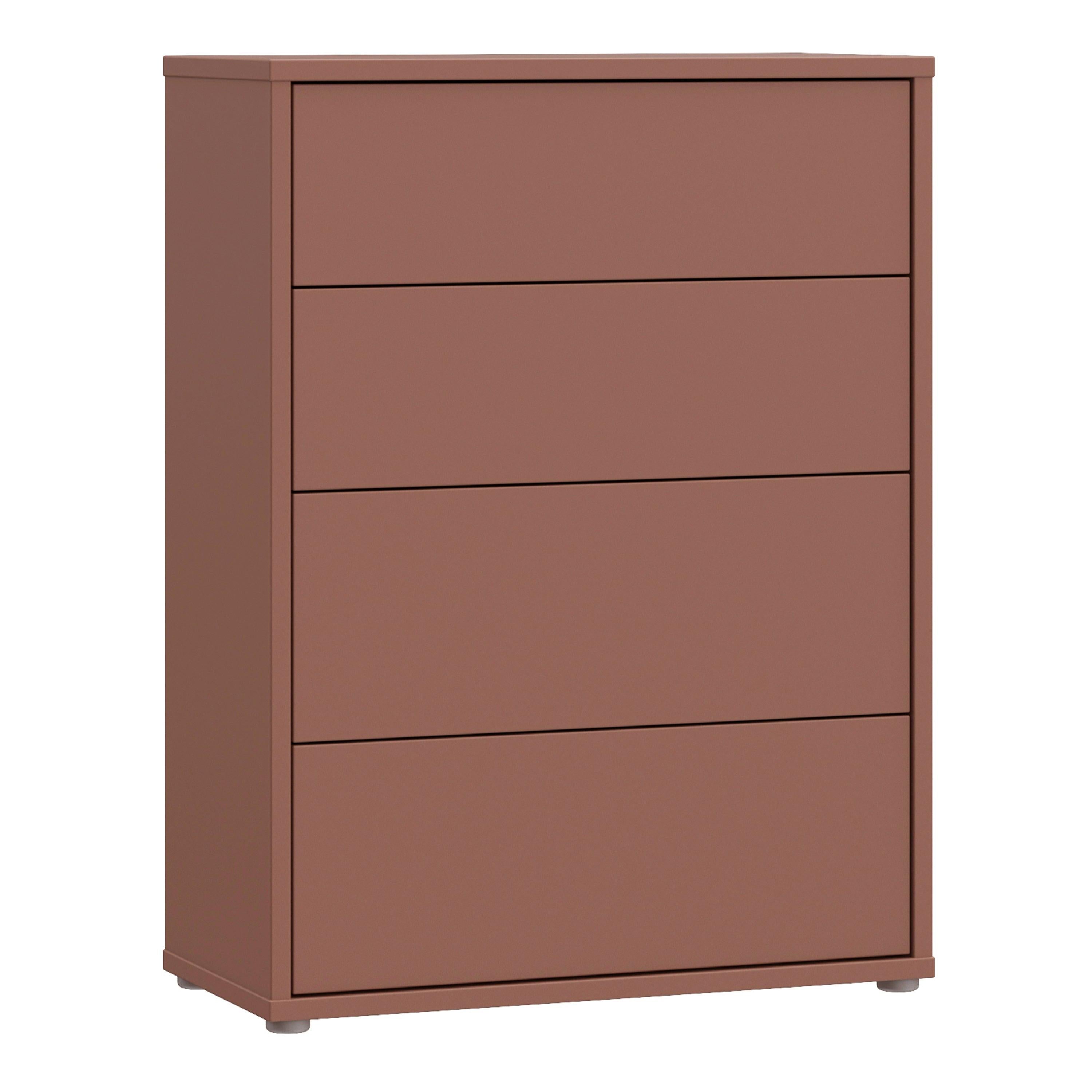 Alice Springs 4 Drawer Chest with Push-to-Open Drawers in Terracotta